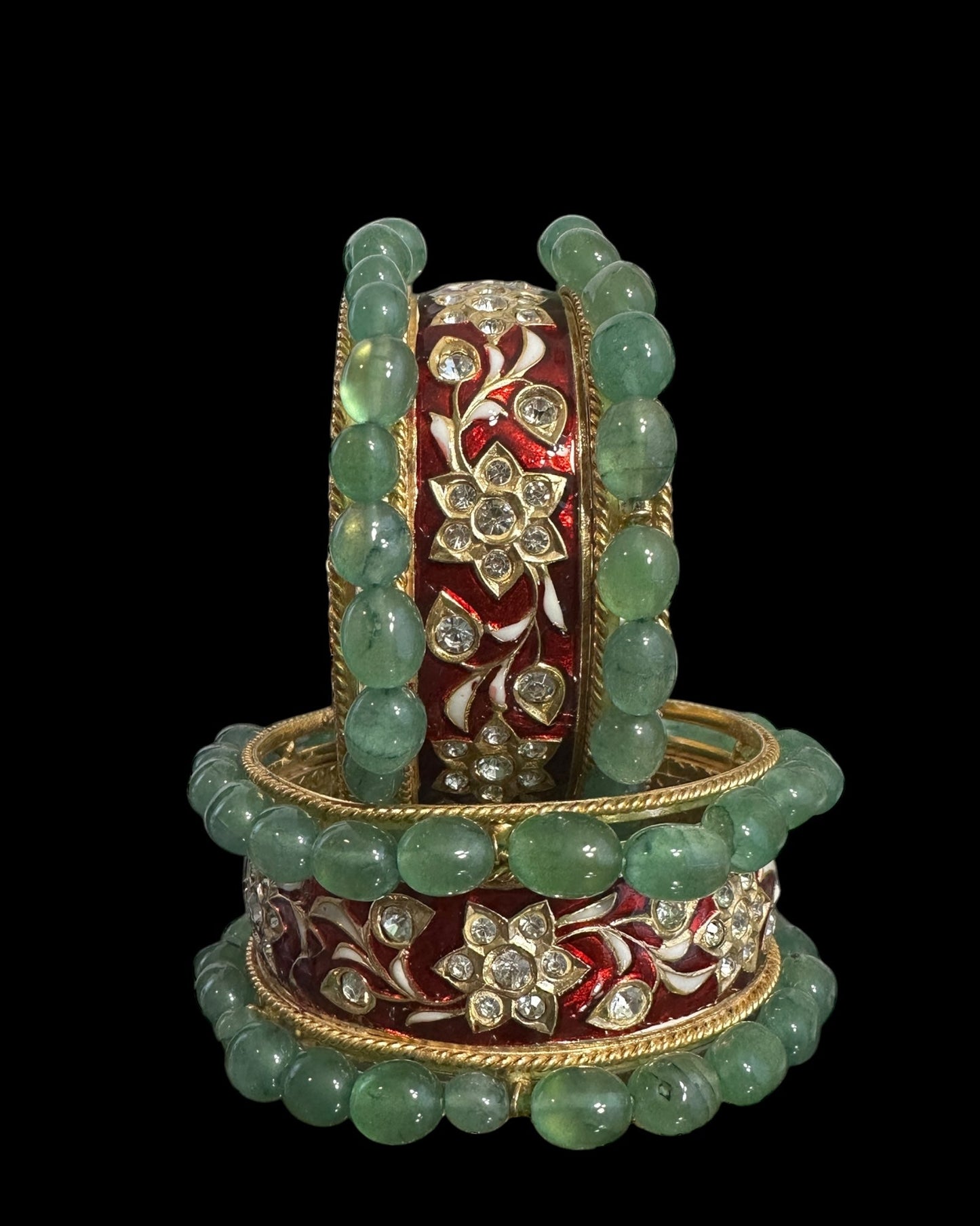 B399 Meenakari and emerald bangles (READY TO SHIP)