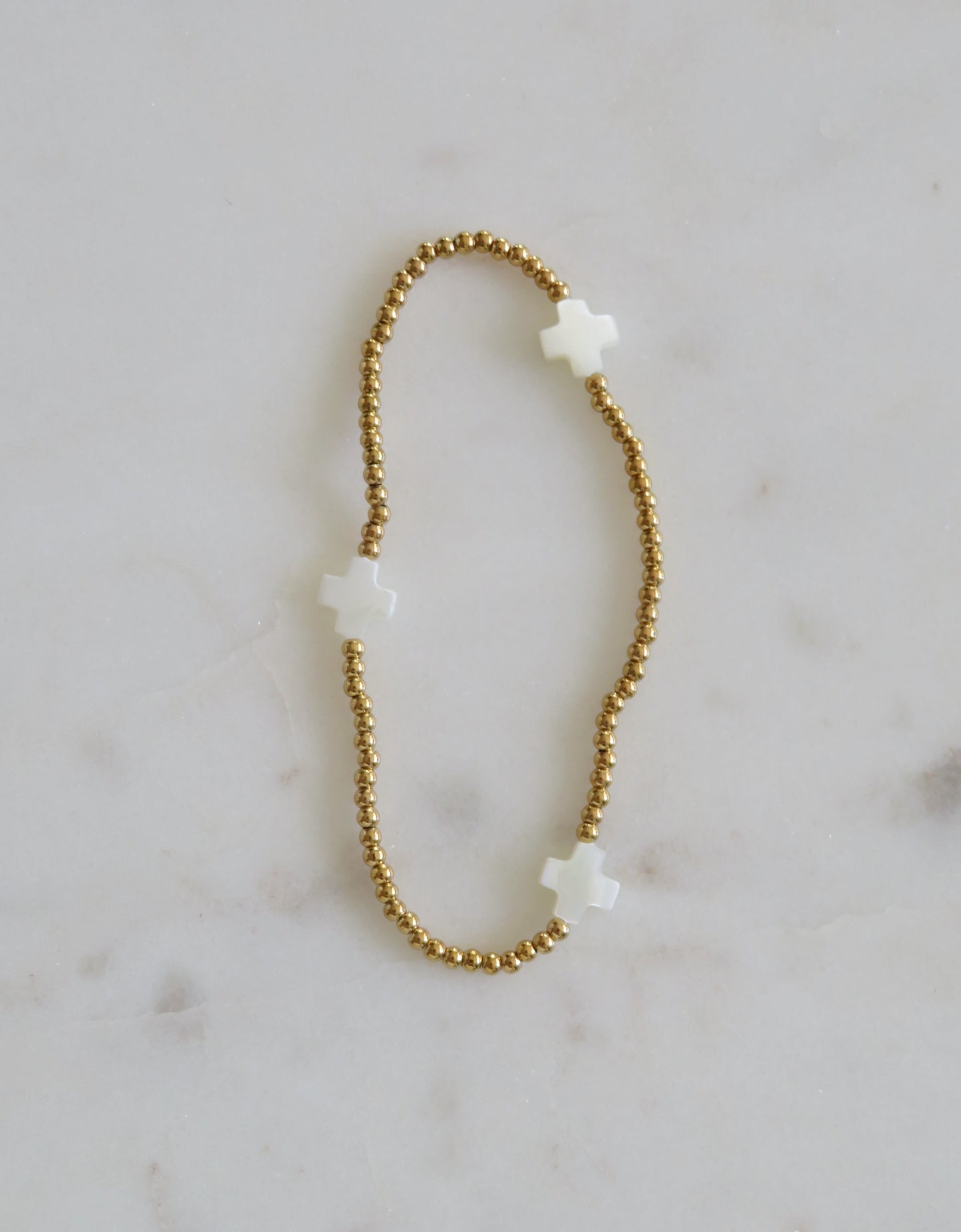 Faith Cross Perla Beaded Waterproof Non-Tarnish Bracelets