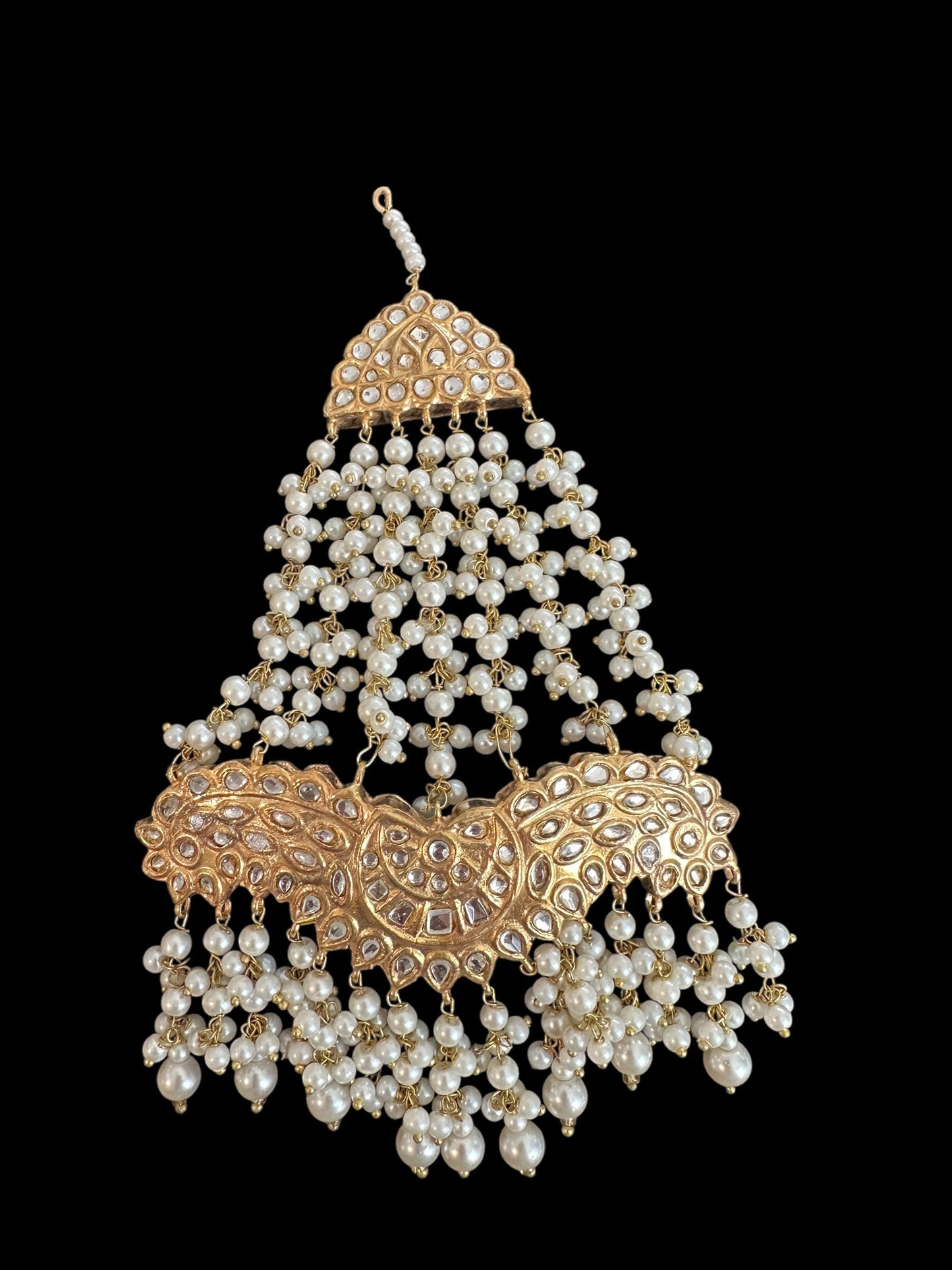 JTK34 kundan jhoomar tika with pearls ( READY TO SHIP )
