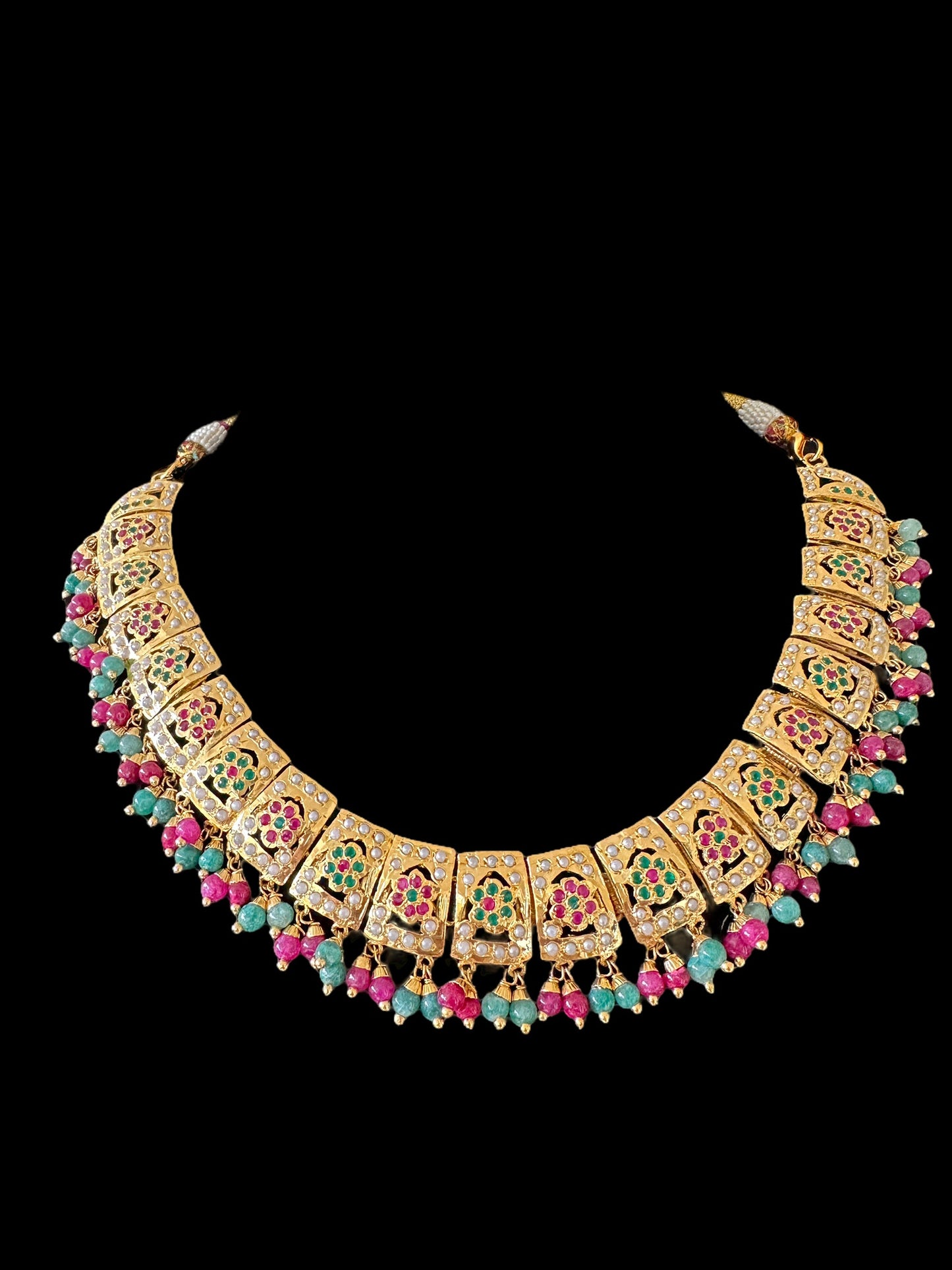 DNS108 Ruby emerald necklace with earrings ( READY TO SHIP )