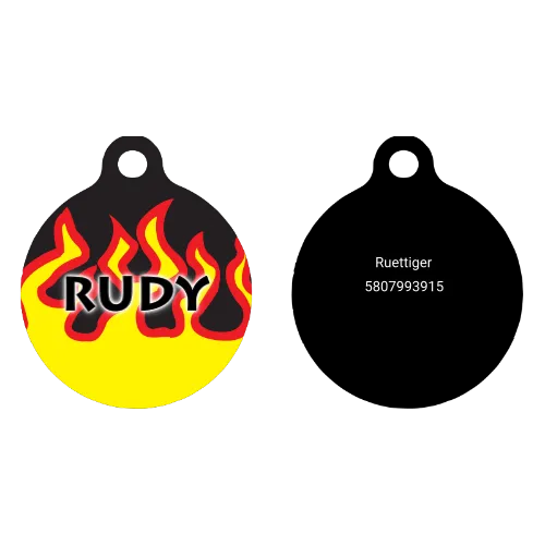Red Flames HD Dog ID Tag