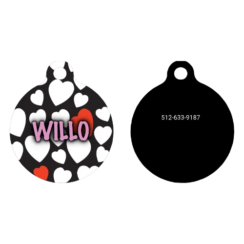 White Hearts HD Dog ID Tag