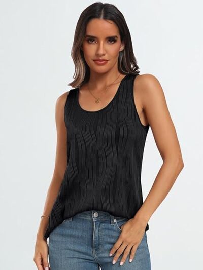 Round Neck Wide Strap Tank - Sybaritic Boutique