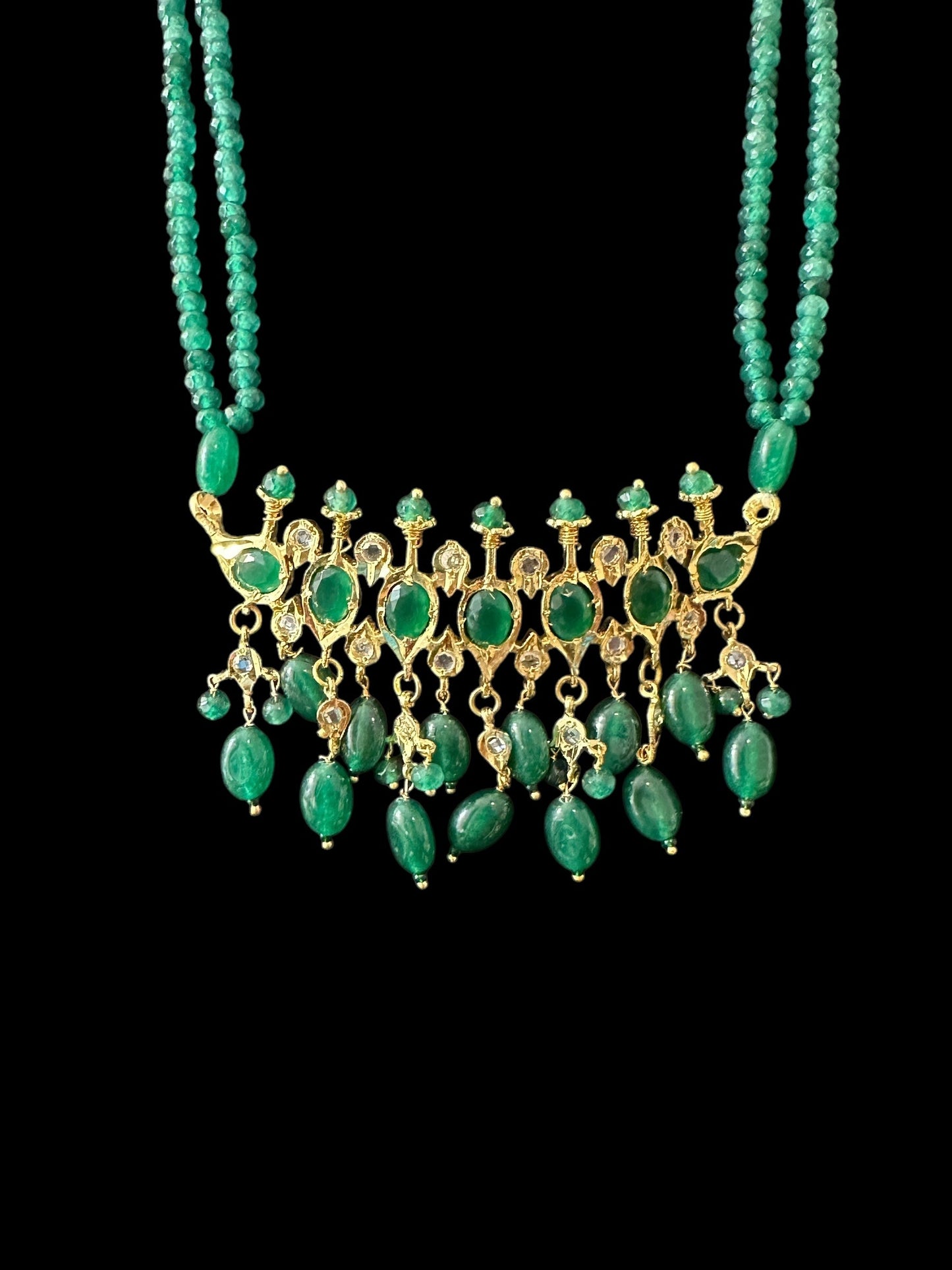 PS512 Tirmani with chandbali in green beads ( SHIPS IN 2 WEEKS )