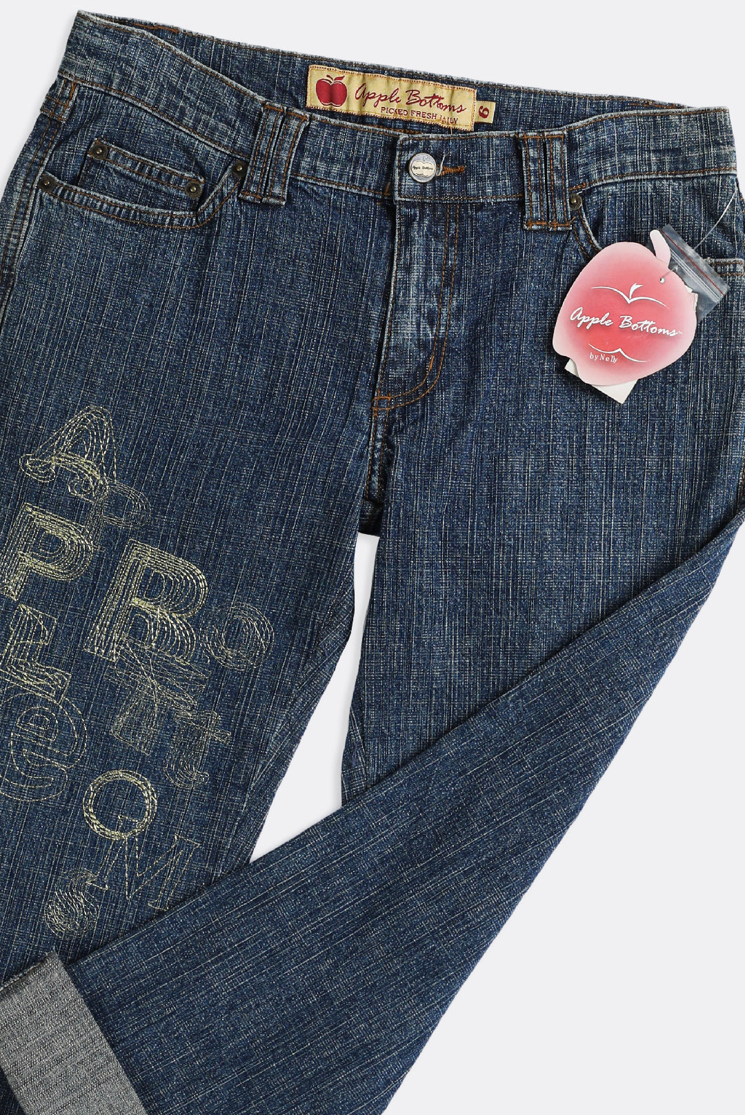Deadstock Apple Bottom Gold Embroidered Denim Capris - W30
