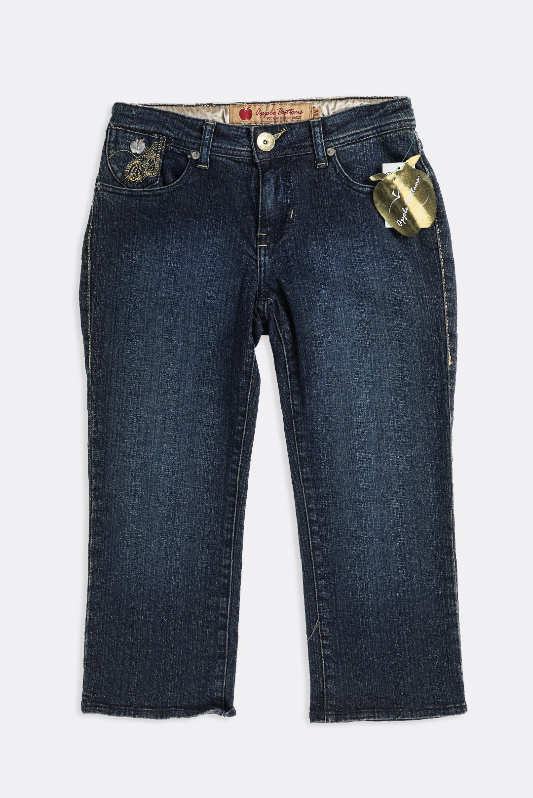 Deadstock Apple Bottom Gold Embroidered Denim Capris - W28, W30