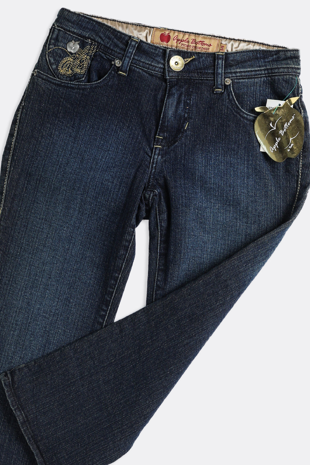 Deadstock Apple Bottom Gold Embroidered Denim Capris - W28, W30