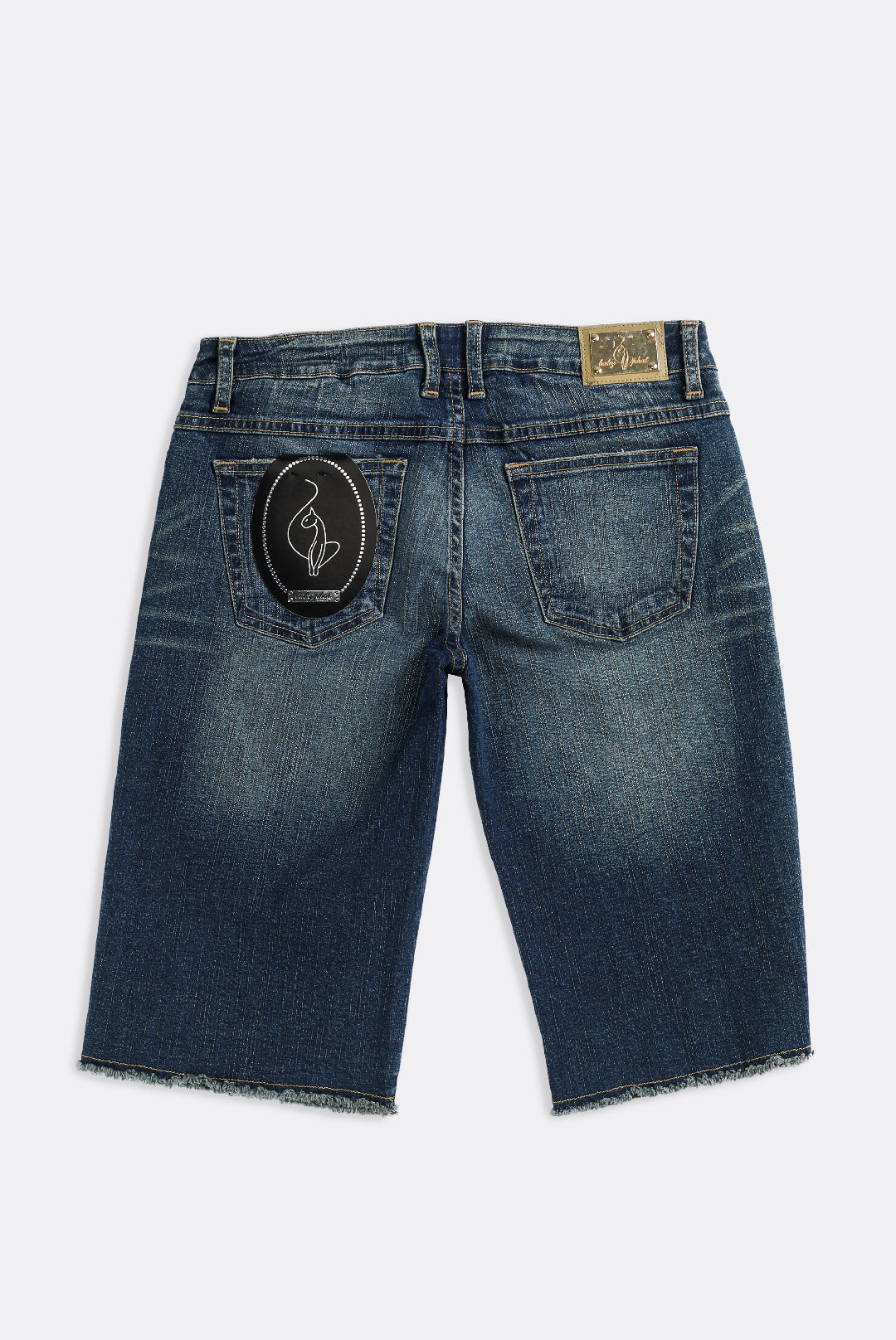 Deadstock Baby Phat Dark Wash Bedazzled Denim Shorts - W30, W31