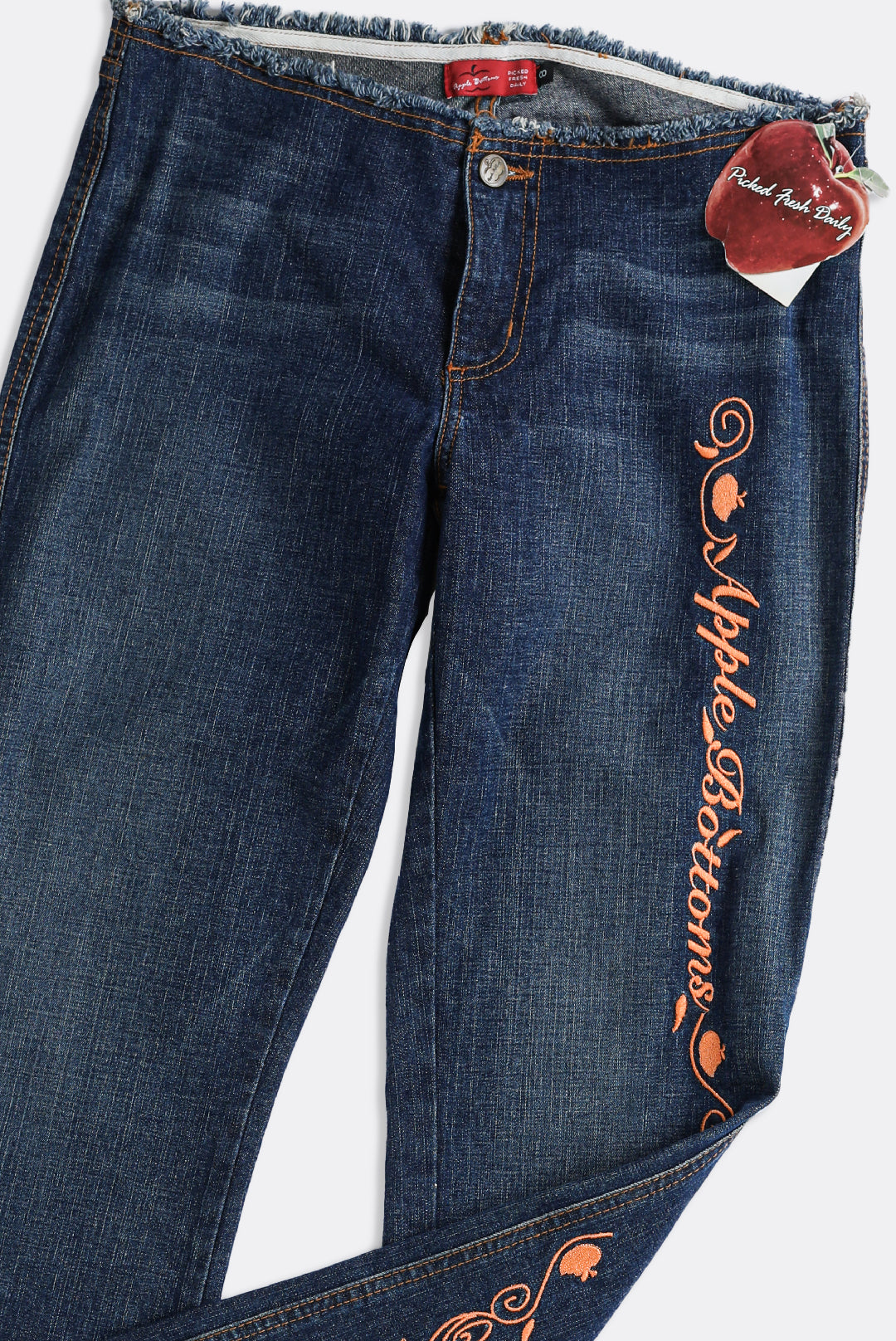 Deadstock Apple Bottom Orange Embroidered Denim Pants - W32