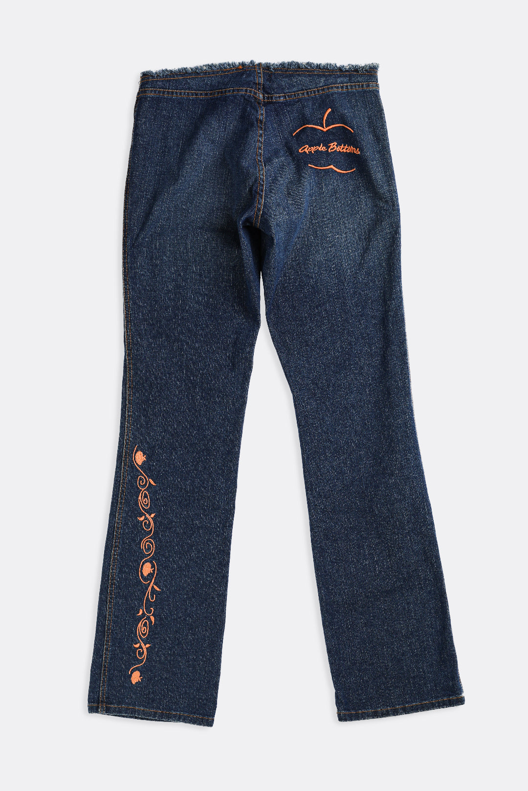Deadstock Apple Bottom Orange Embroidered Denim Pants - W32