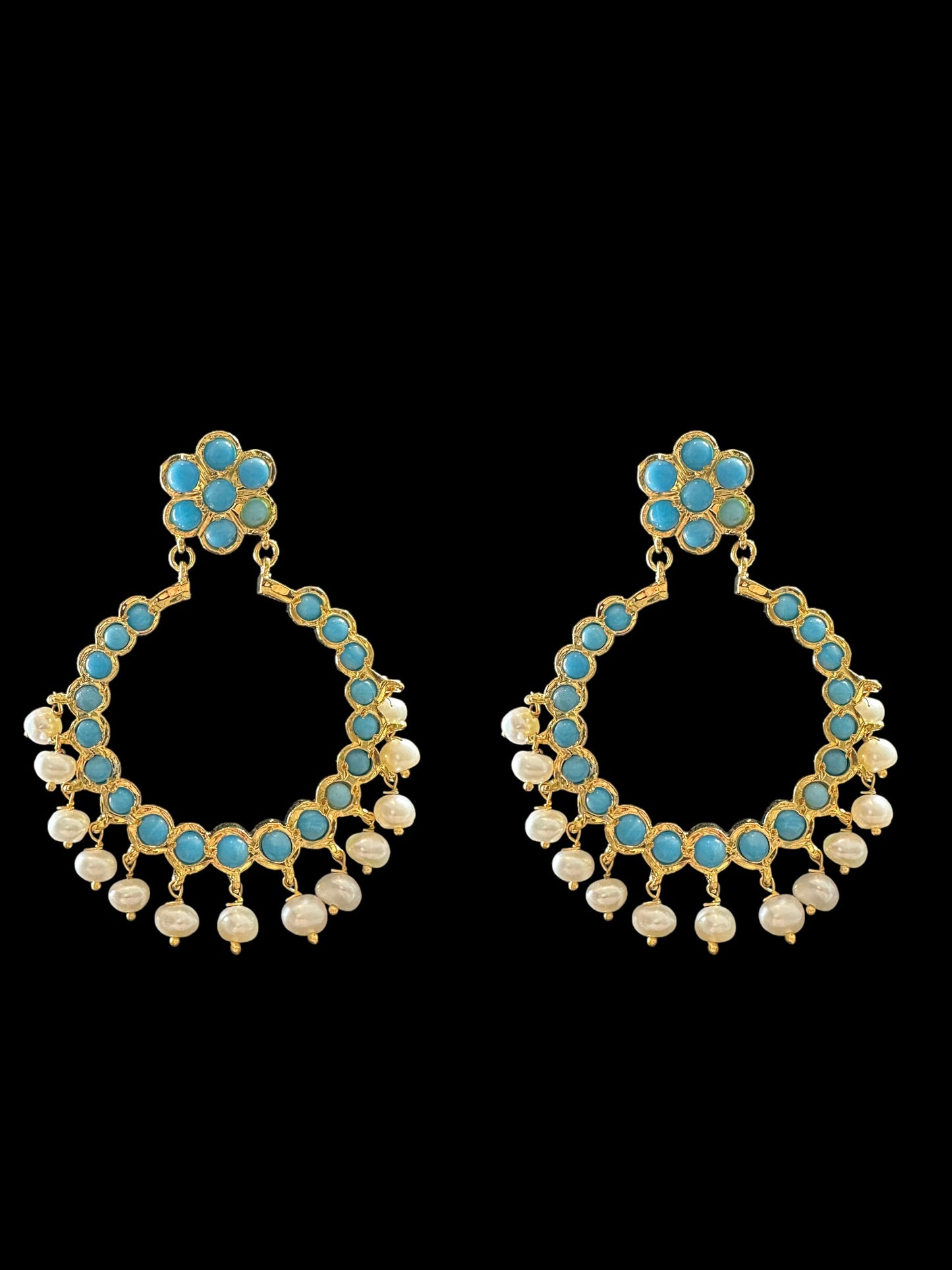 DER582 Mona chandbali in turquoise (READY TO SHIP )