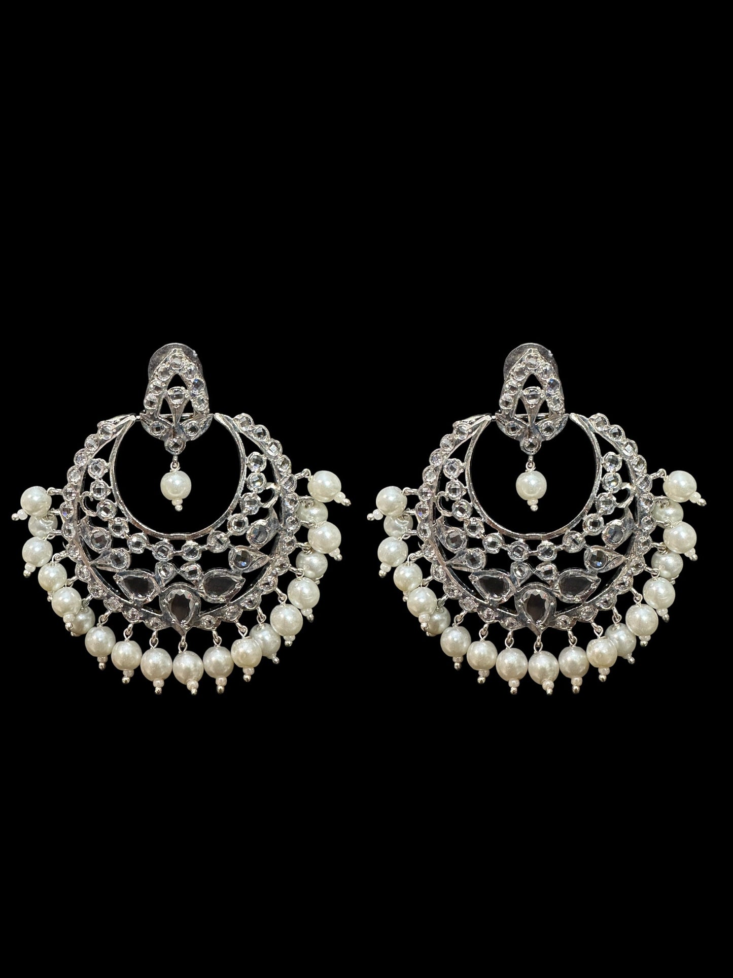 DER630 Noor chandbali in silver plating ( READY TO SHIP )