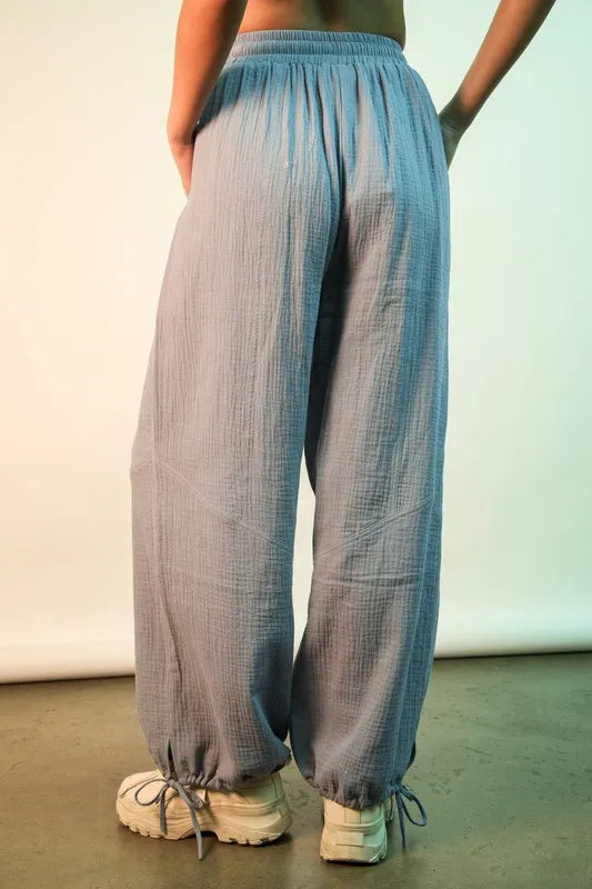VERY J Wide Leg Gauze Solid Pants