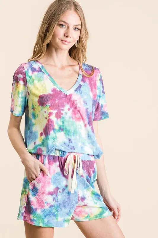 BiBi Tie Dye French Terry Casual Shorts