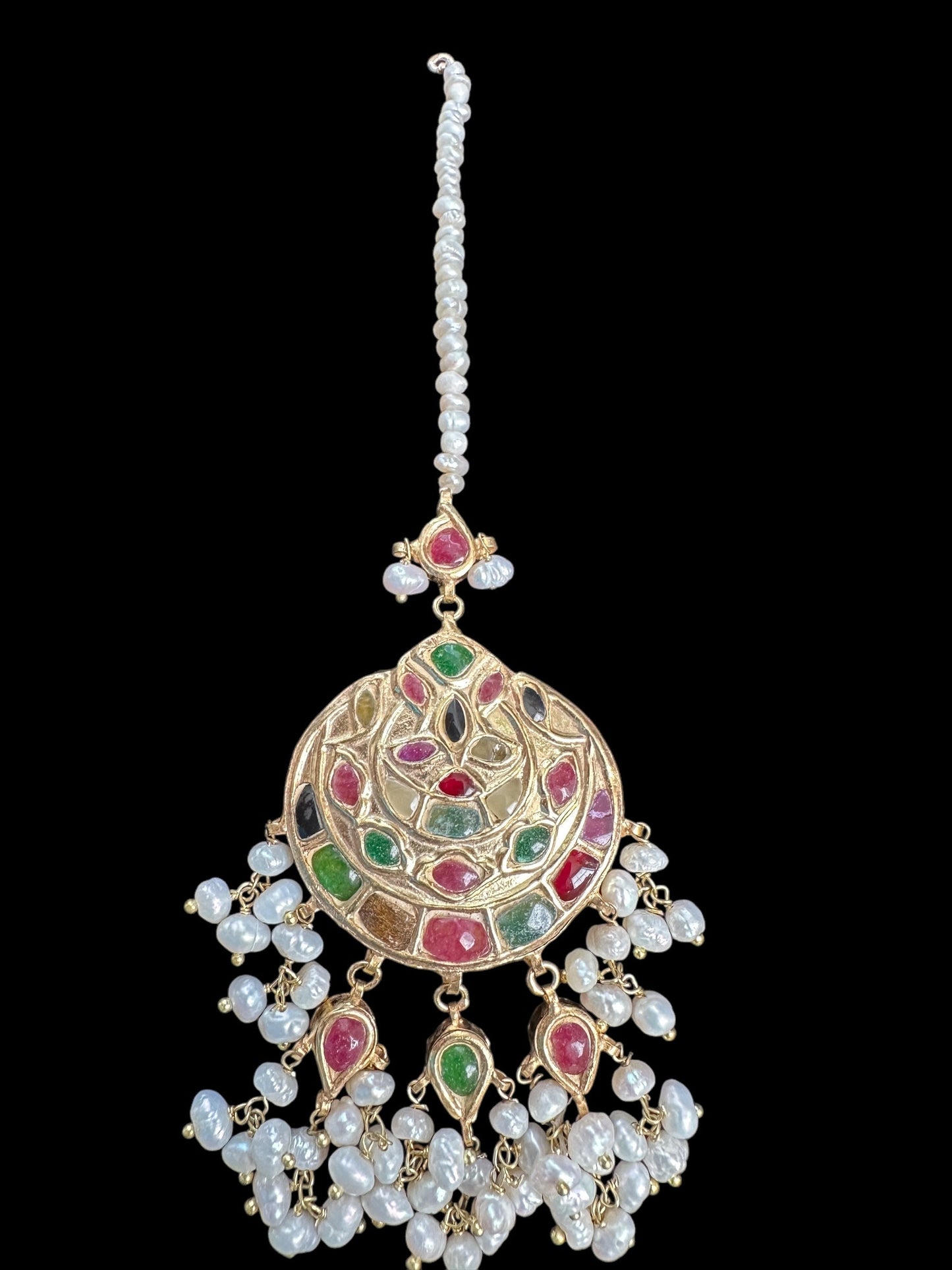 BR471 Naheed navratan bridal set with fresh water pearls and gemstones ( READY TO SHIP )