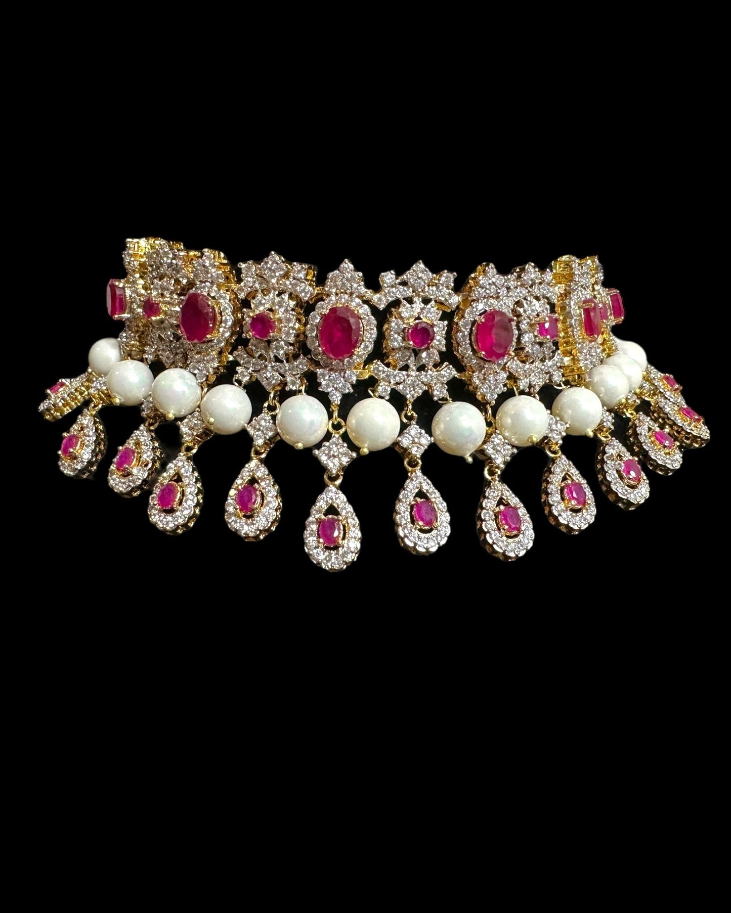 BR492 AMITA bridal set in ruby ( SHIPS IN 4 WEEKS )