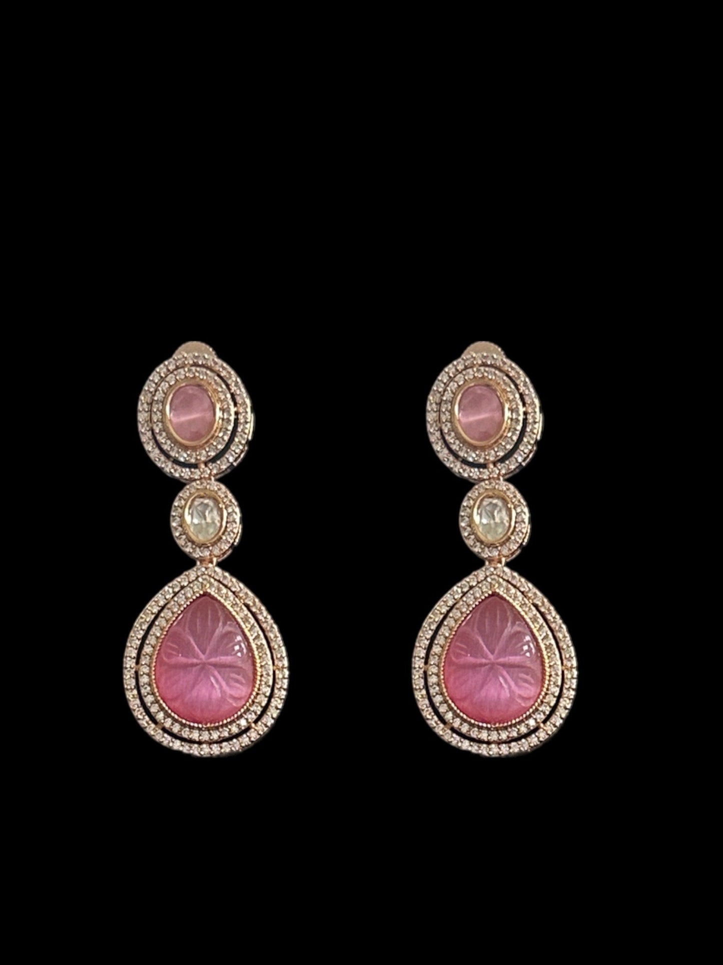 DNS93 Reema high quality Polki necklace set - PINK ( READY TO SHIP )