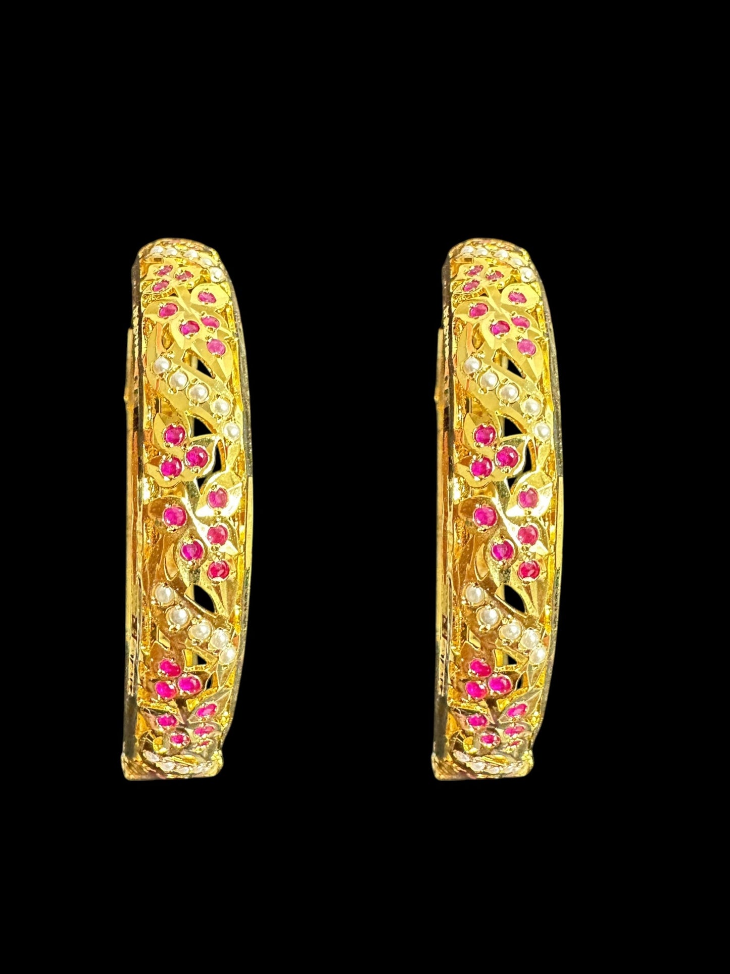 B311 Jadau bangles ( Ruby pearl ) ( READY TO SHIP)