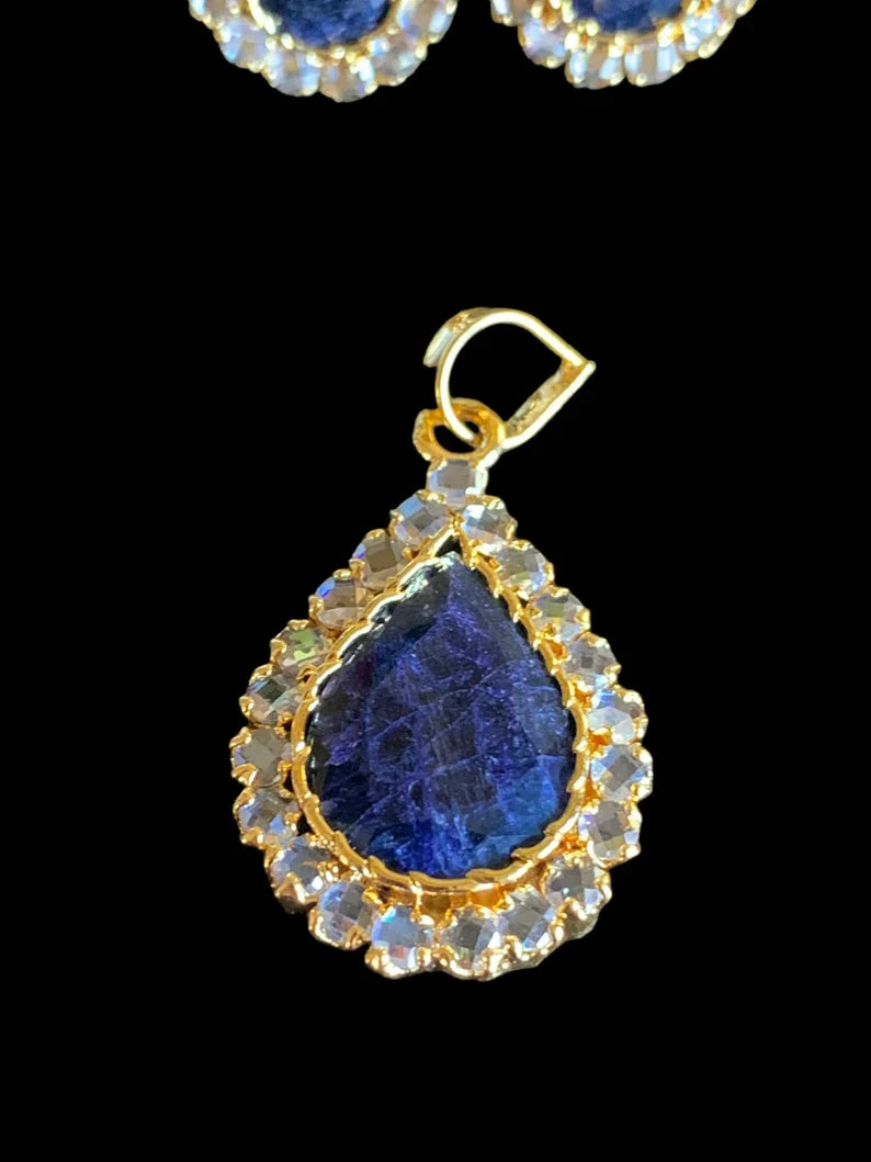PS457 Pendant set with sapphire ( READY TO SHIP )