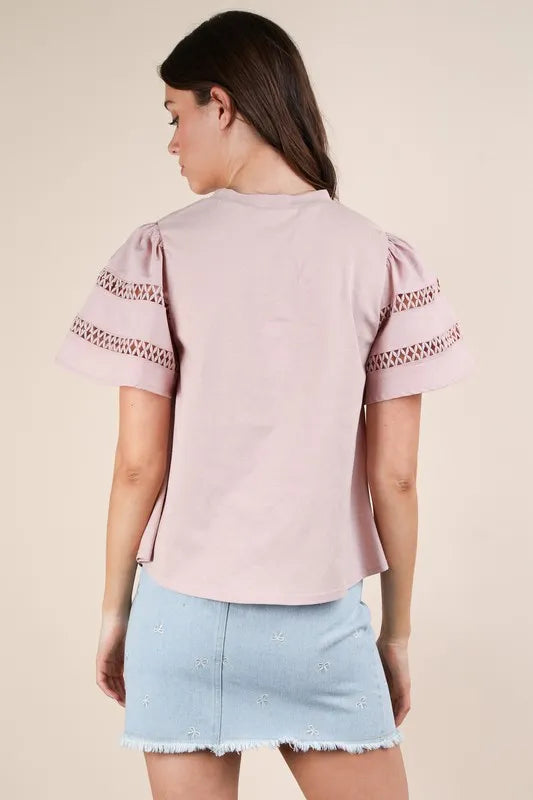 VERY J Lace Trim Sleeve Top | Sybaritic Boutique