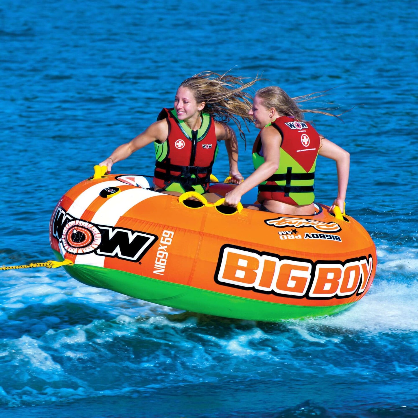 WOW Sports Big Boy Racing 1-4 Person Towable Water Tube For Pool and Lake
