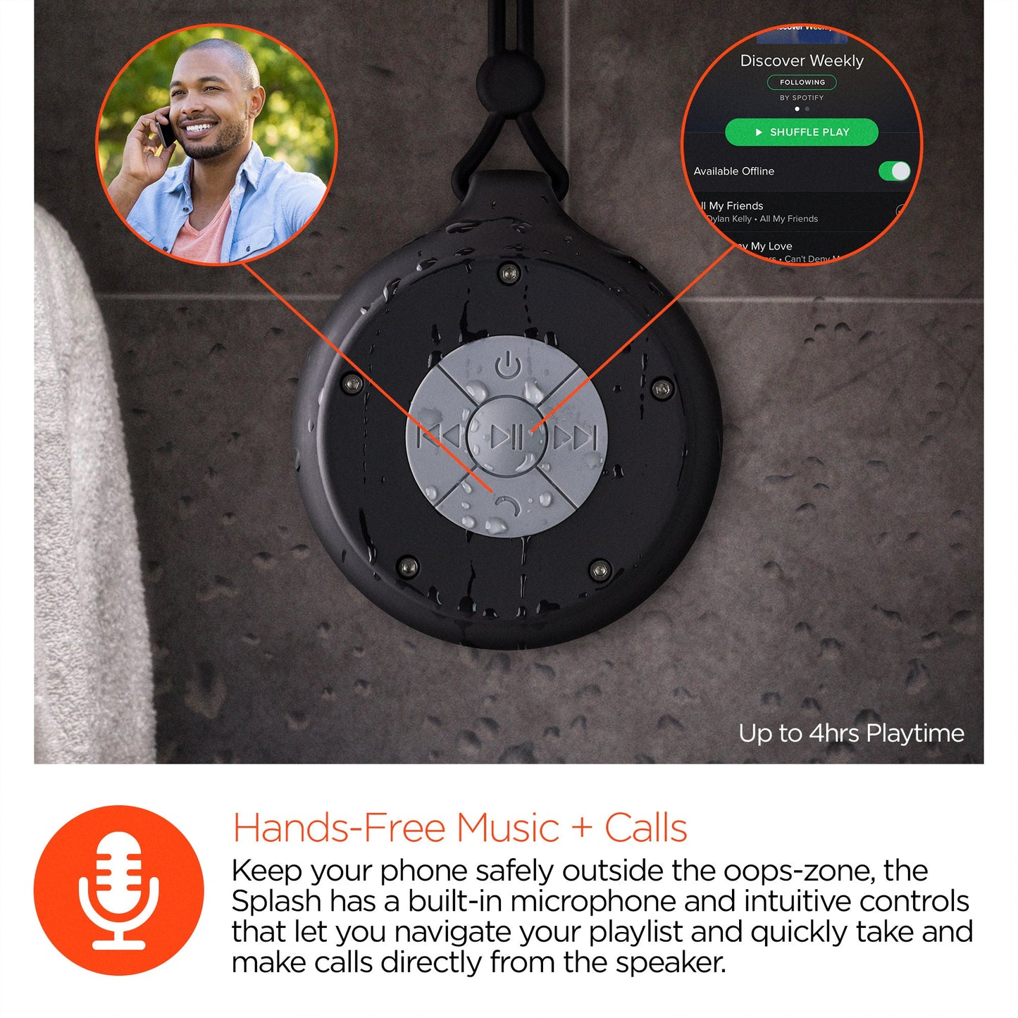 HyperGear Splash Water Resistant Wireless Speaker for Camping (SPLASH-PRNT)