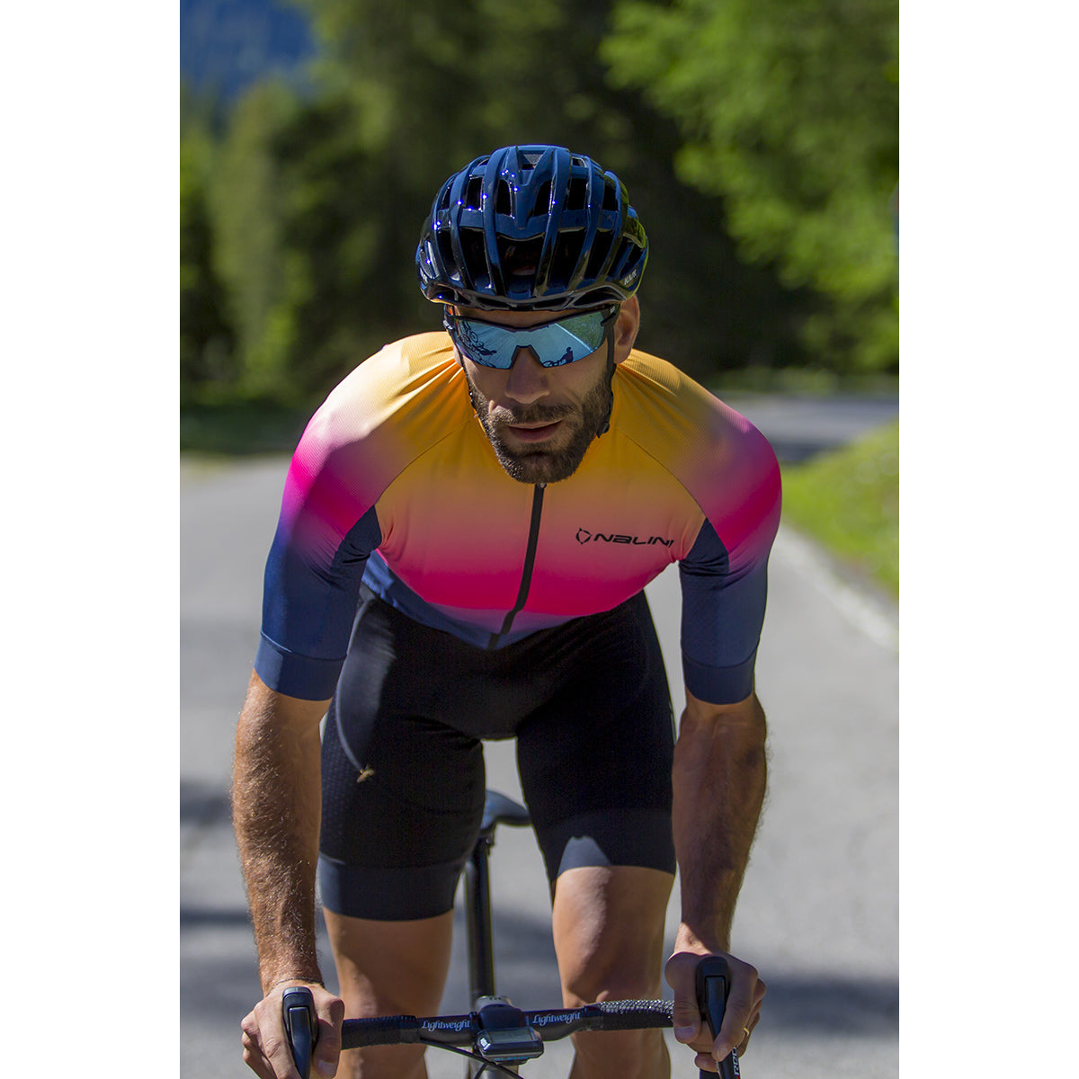 Nalini BAS SPEED Men's Cycling Jersey (Orange/Blue) S, XL