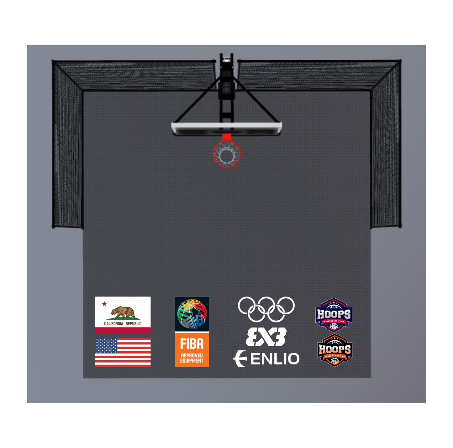 USA Enlio Official Olympic 3X3 Basketball Court – FIBA Certified – 20' x 20' Pro Kit