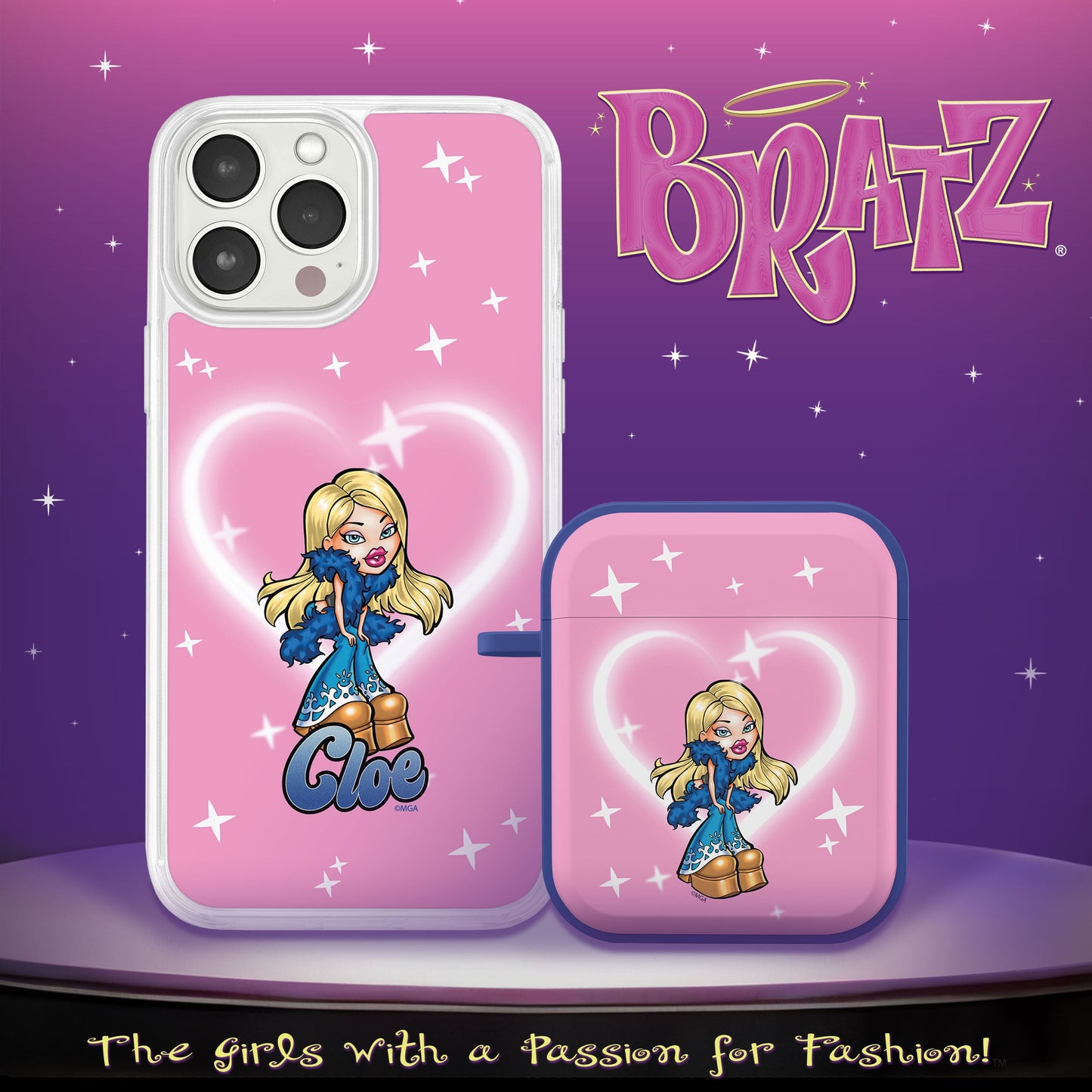 Bratz® Passion For Fashion HD Apple iPhone 15 Mag-Safe Phone Case and AirPods Gen 1 & 2 Combo Package