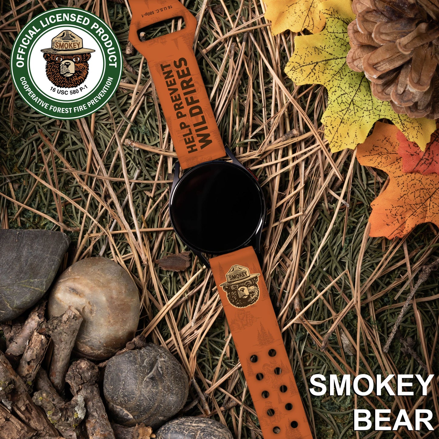 Smokey Bear Classic HD Watchband for Samsung, Garmin, Fossil, and More