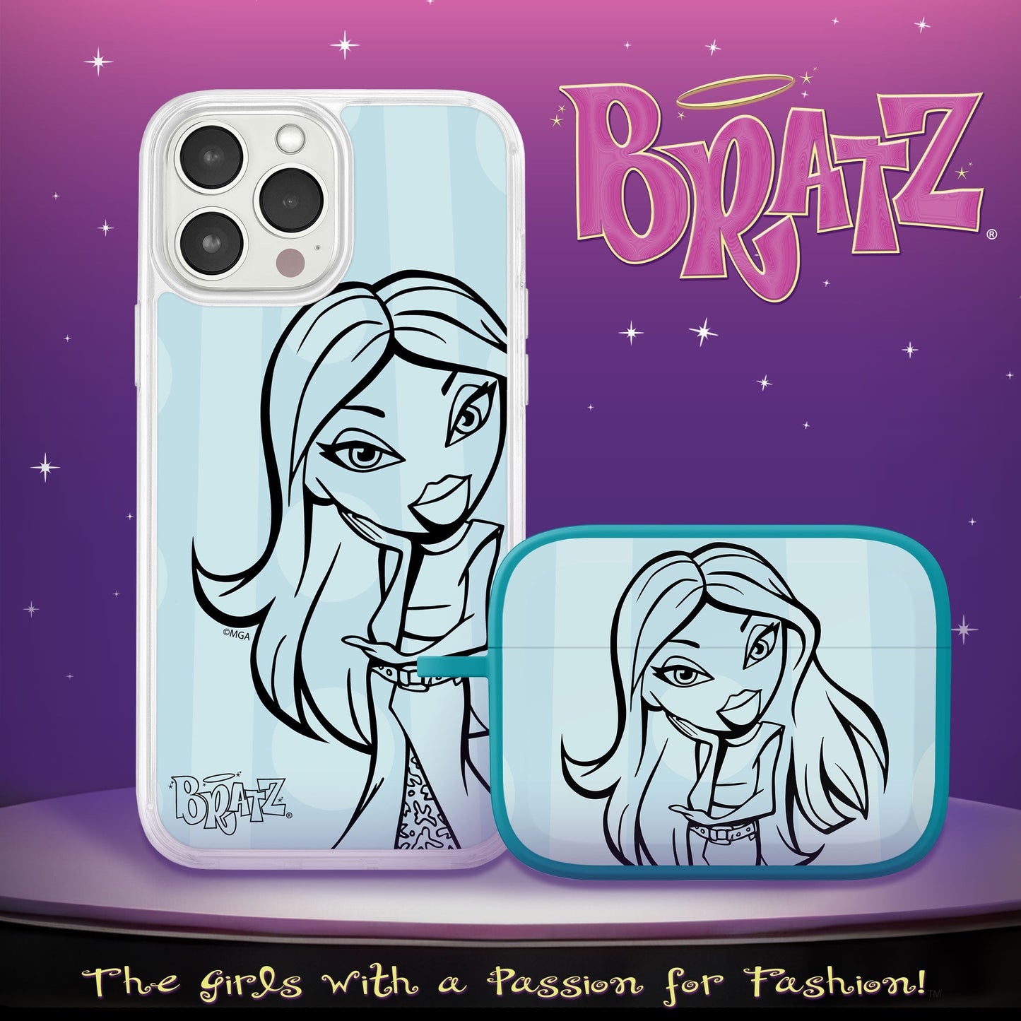 Bratz® Passion For Fashion HD Apple iPhone 15 Mag-Safe Phone Case and AirPods Pro Combo Package