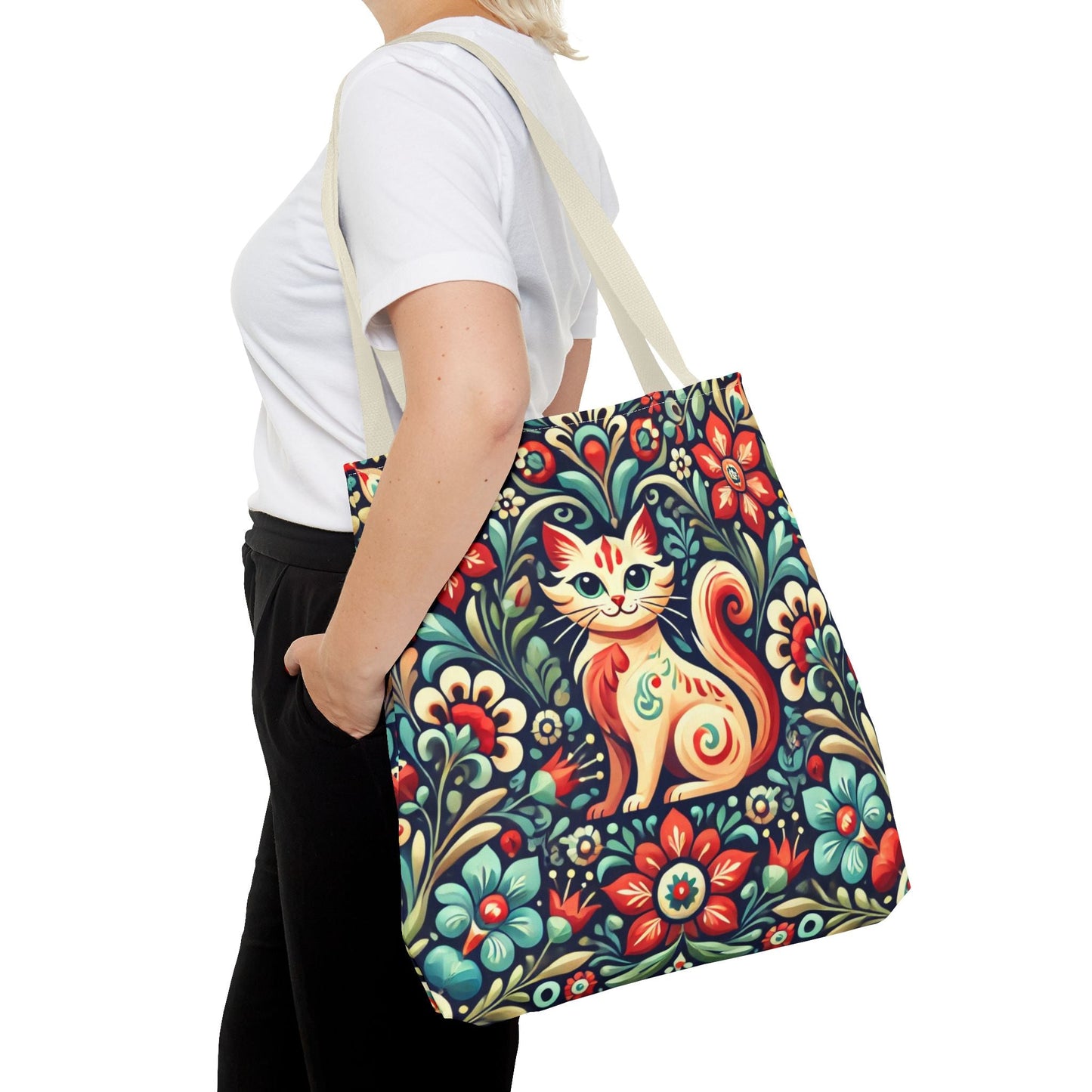 Orange Cat Folk Art Tote Bag
