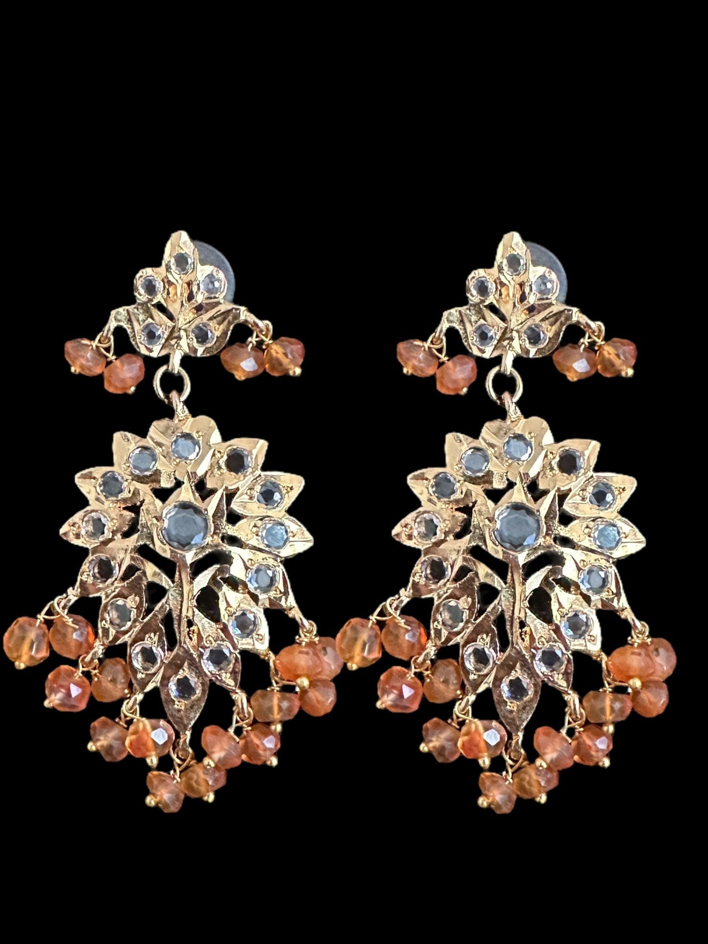 DLN122 Alvira long necklace with earrings in real carnelian beads ( SHIPS IN 2 WEEKS )