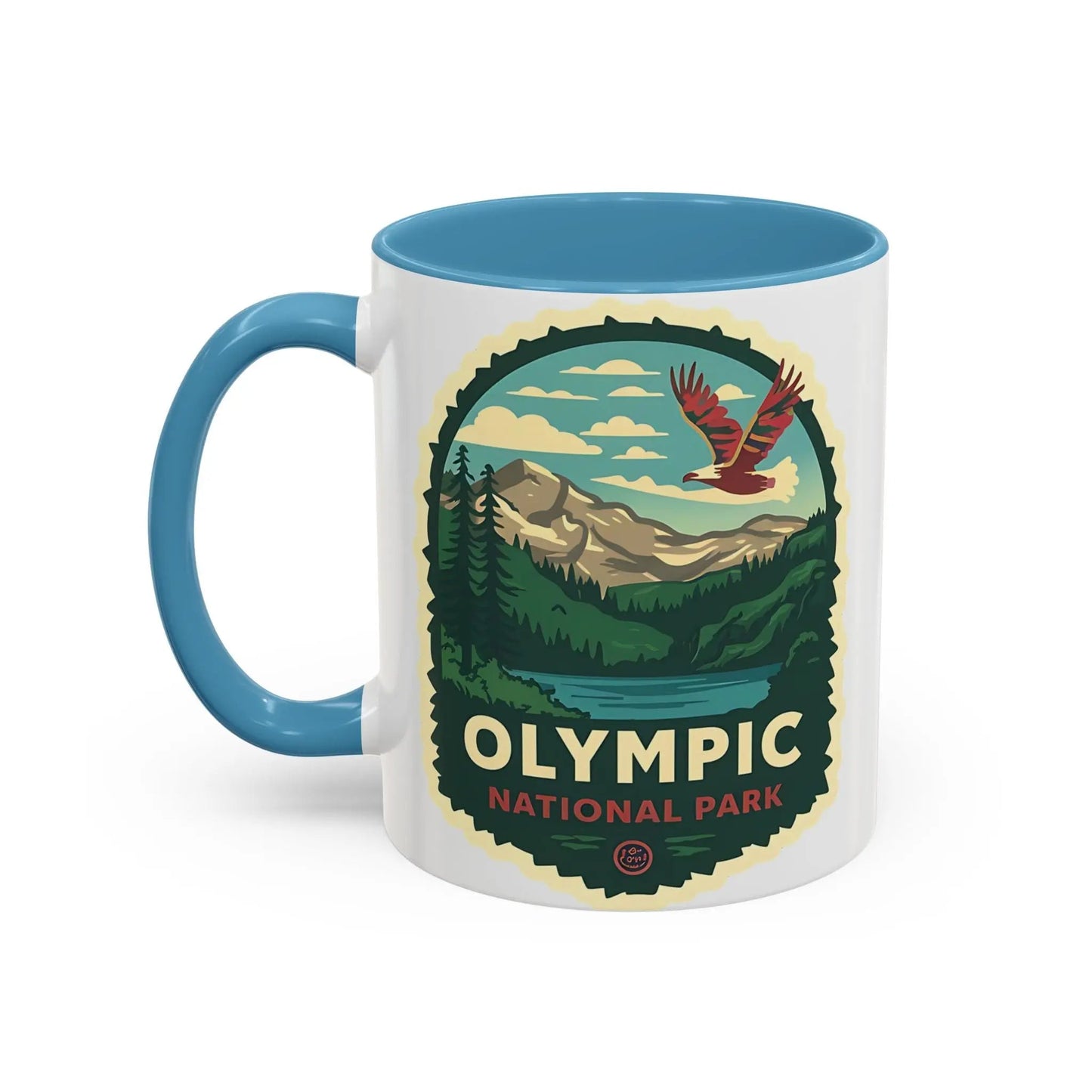 Glacier National Park Accent Coffee Mug 11oz 15oz Eagle Fly Over Blue Black Pink Red Outdoor Inspired Ceramic Mug