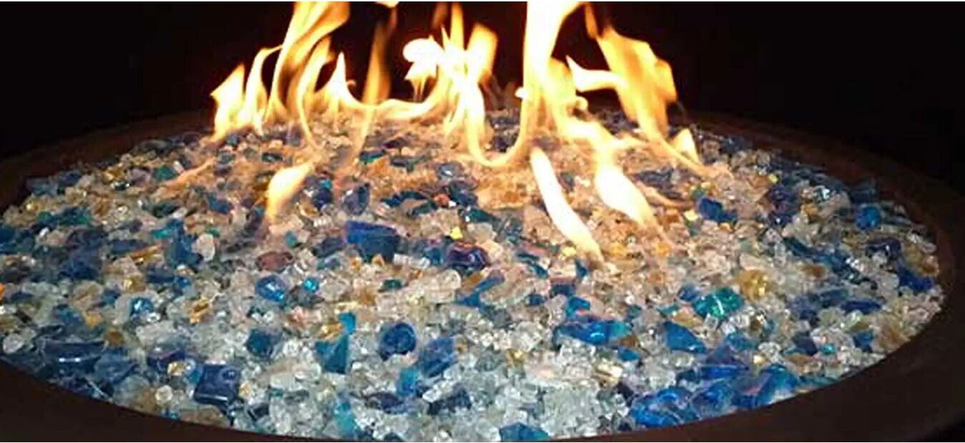 Hiland RGLASS-BB Pit Fire Glass in Bahama Blend Extreme Temperature 10 Pounds.