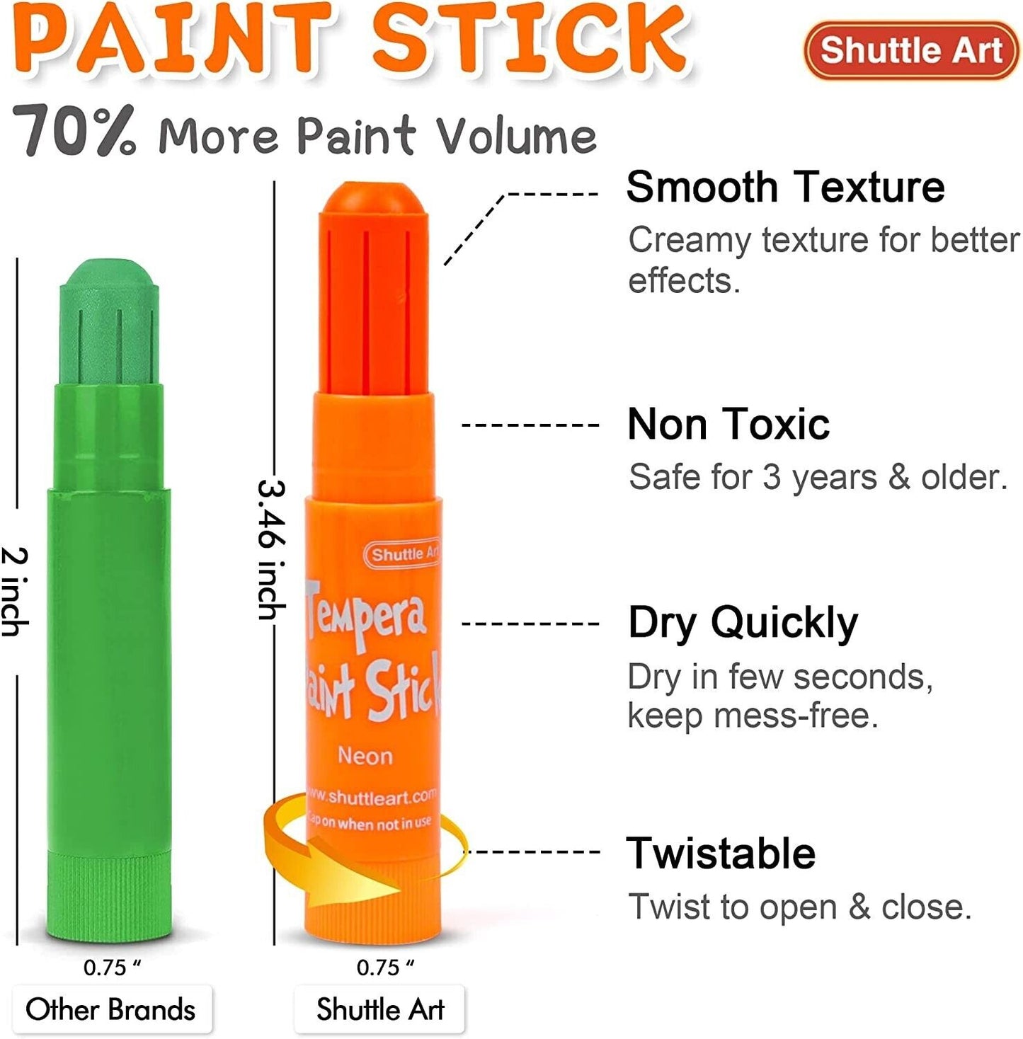 Tempera Paint Sticks, 30 Colors Solid Tempera Paint for Kids, Super Quick Drying