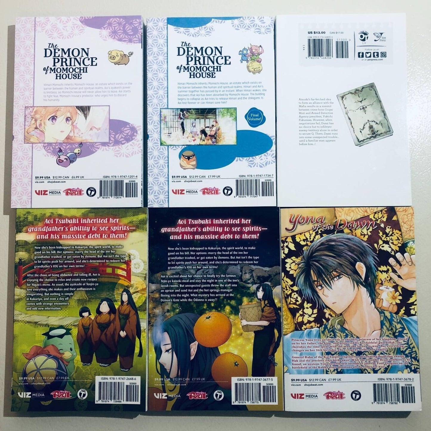 Various Manga Lot of 6 Books Demon Prince Bungo Stray Dogs Kakuriyo Softcover