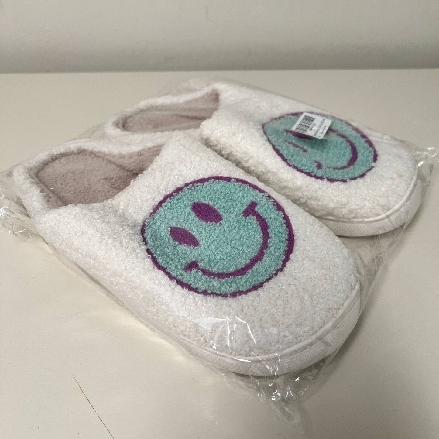 Womens Scuffs Slippers White Terrycloth Novelty Casual Flats US 10.5 - EUR 44-45 New