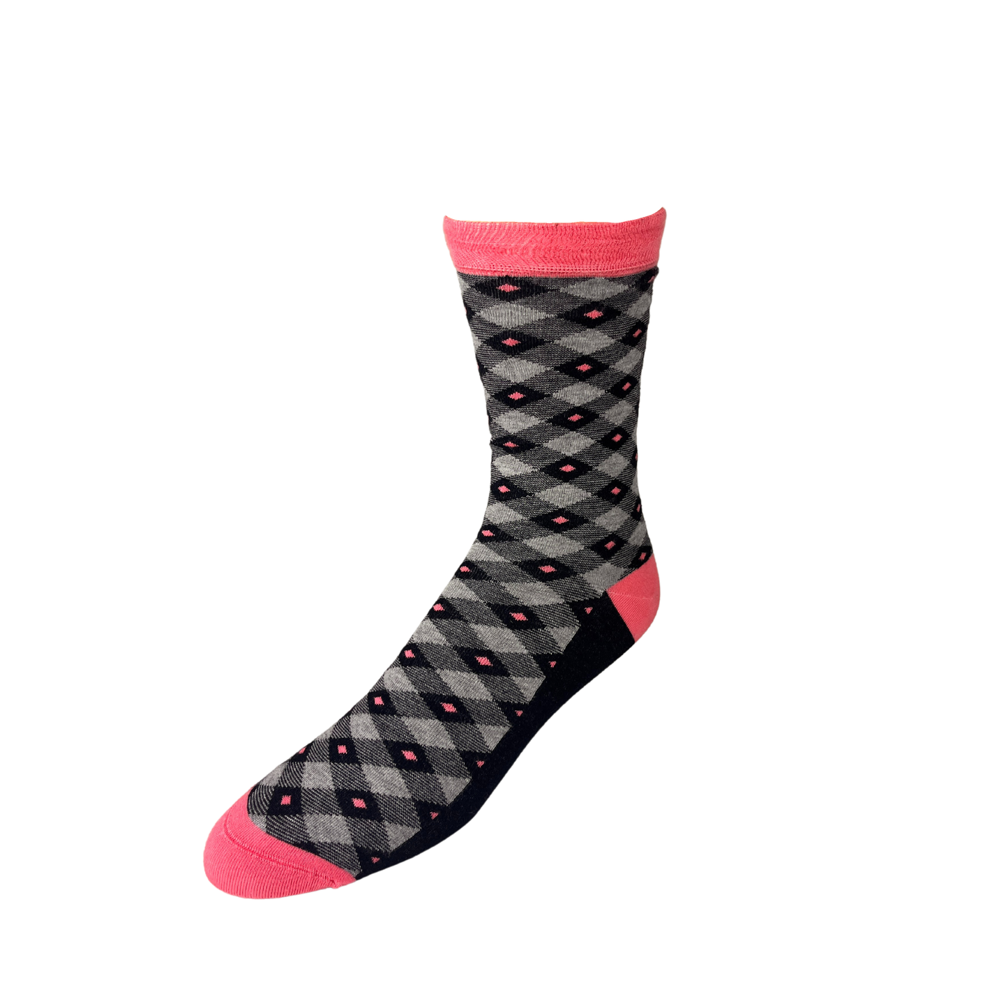Pink, Grey Diamond Bamboo Socks