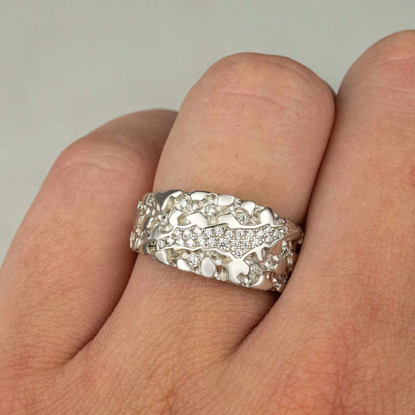 Nugget Claw Mark Ring in Solid 925 Sterling Silver