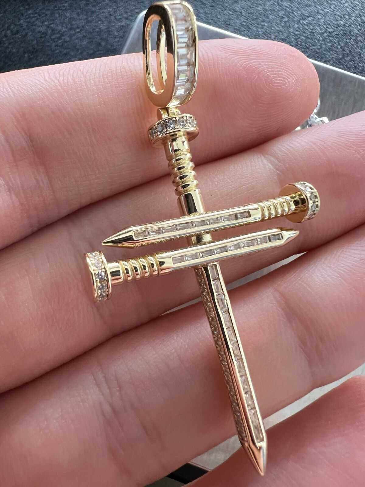 Nail Cross Pendant in 925 Sterling Silver