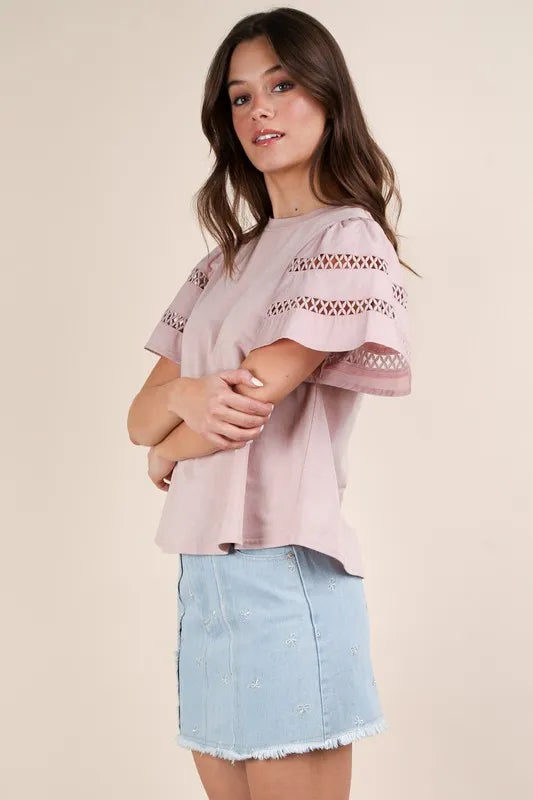 VERY J Lace Trim Sleeve Top | Sybaritic Boutique