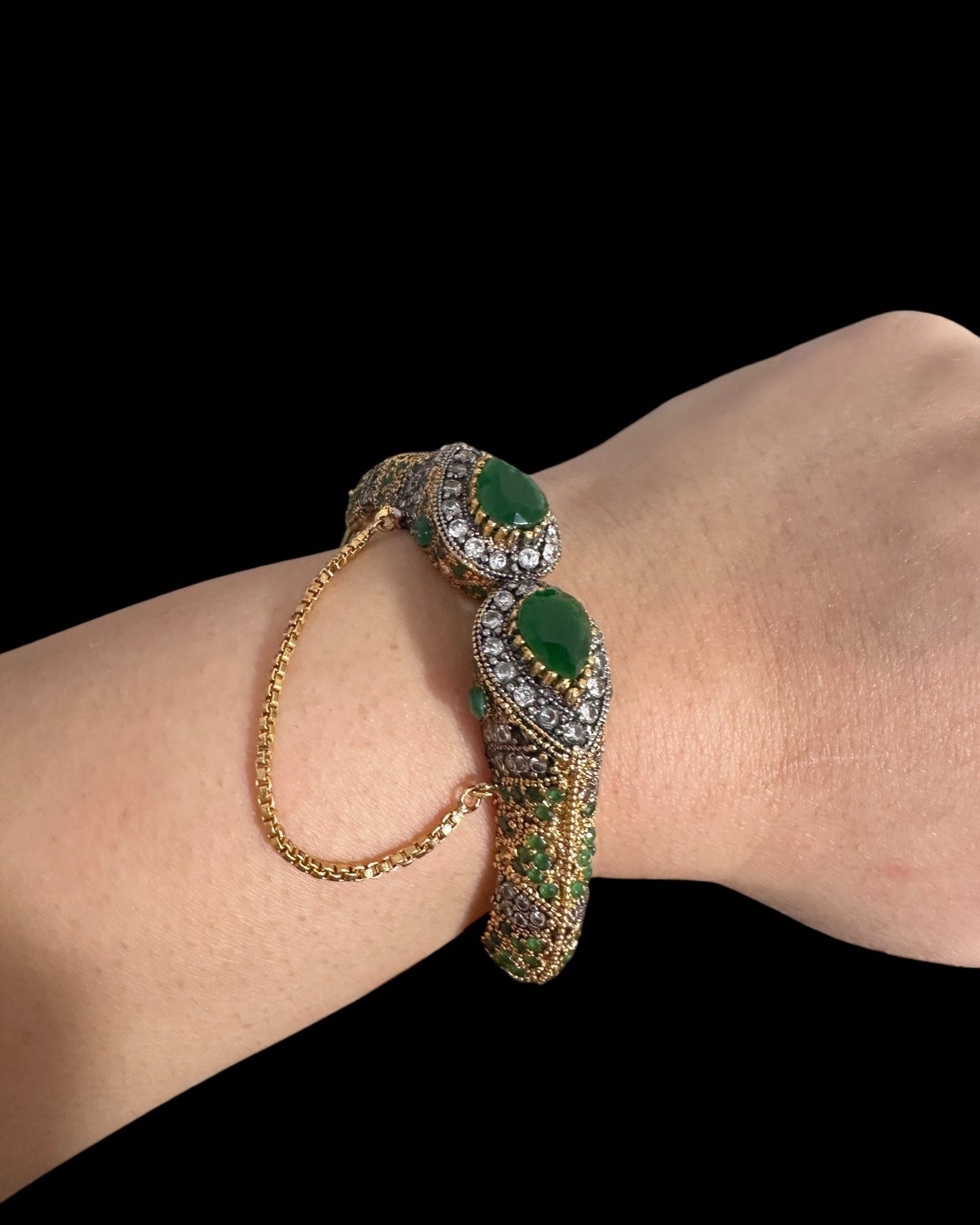 BG805 SALWA zircon bangles - Green openable ( SHIPS IN 4 WEEKS )