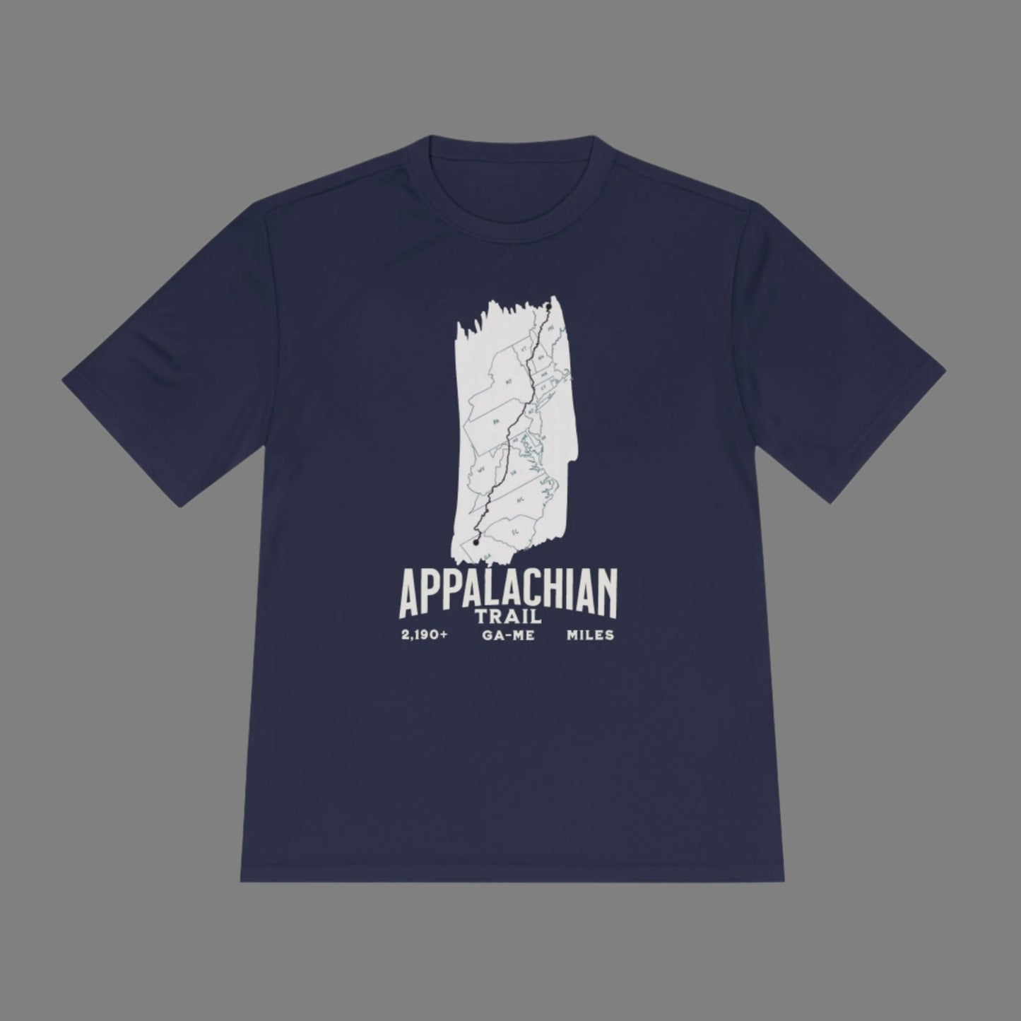 Appalachian Trail White Blaze Map Unisex Fit Sport Tech Performance T-shirt