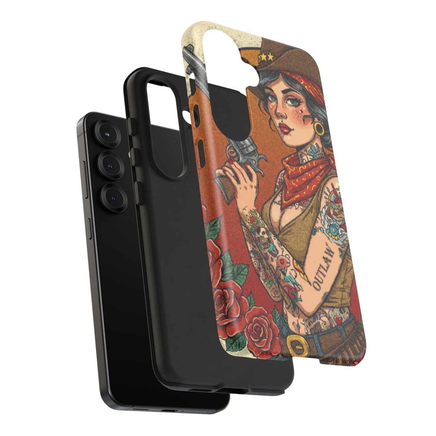 Vintage Western Tough Phone Case with Outlaw Design