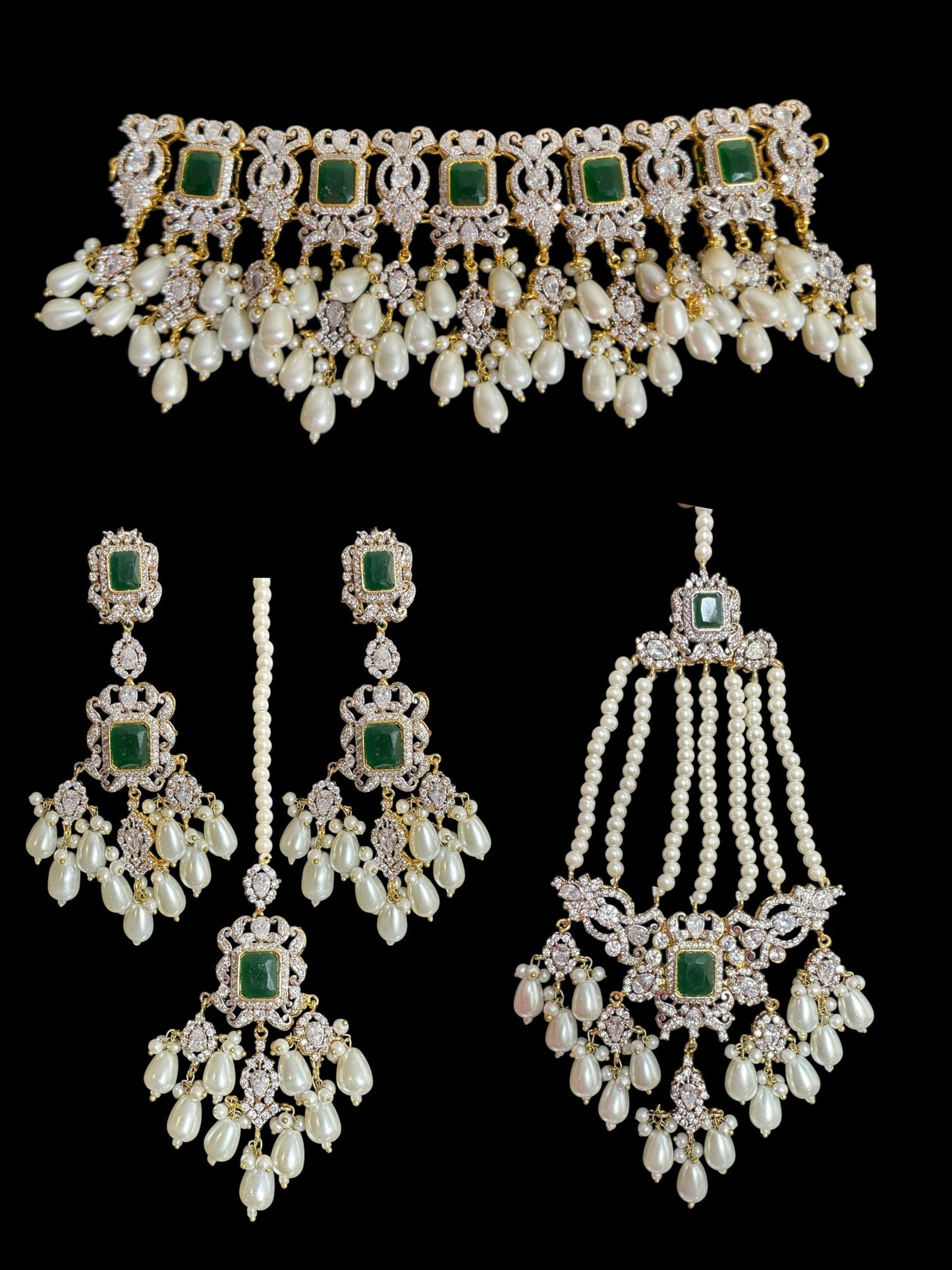 BR472 Farhat bridal set in green ( READY TO SHIP)