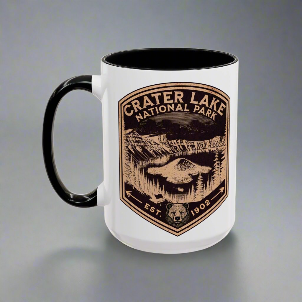 Crater Lake Accent Coffee Mug 11oz 15oz National Park Scenic Bear Shield