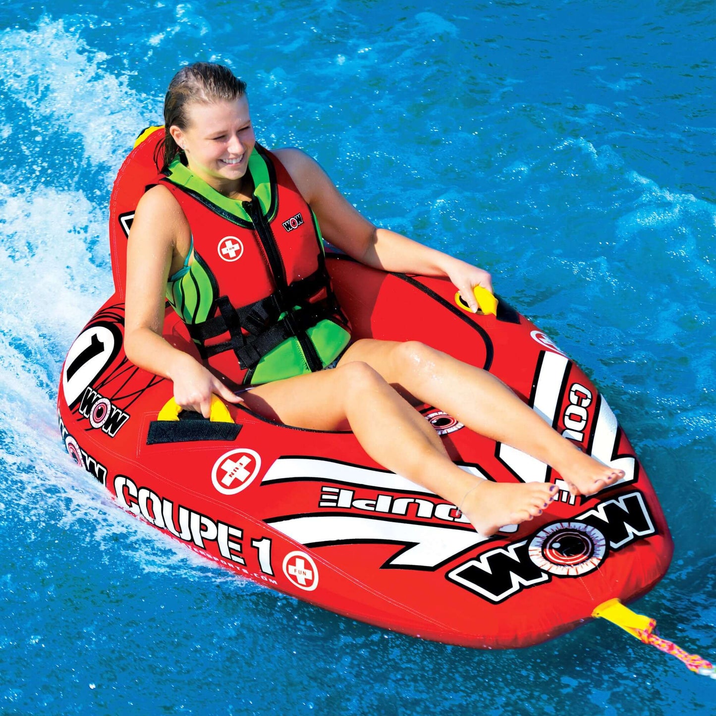 WOW Sports 1 Person Coupe Cockpit Towable Water Tube and Lounge Chair (15-1020)