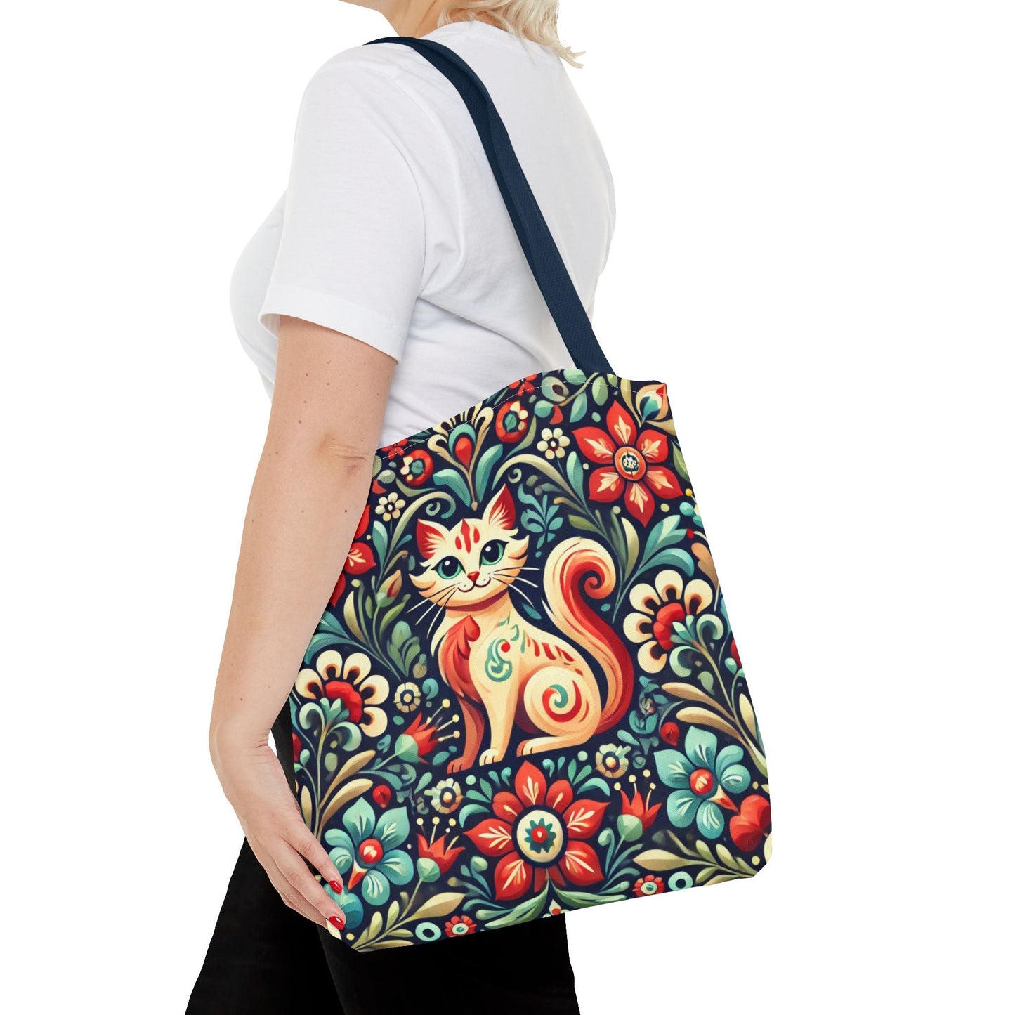 Orange Cat Folk Art Tote Bag