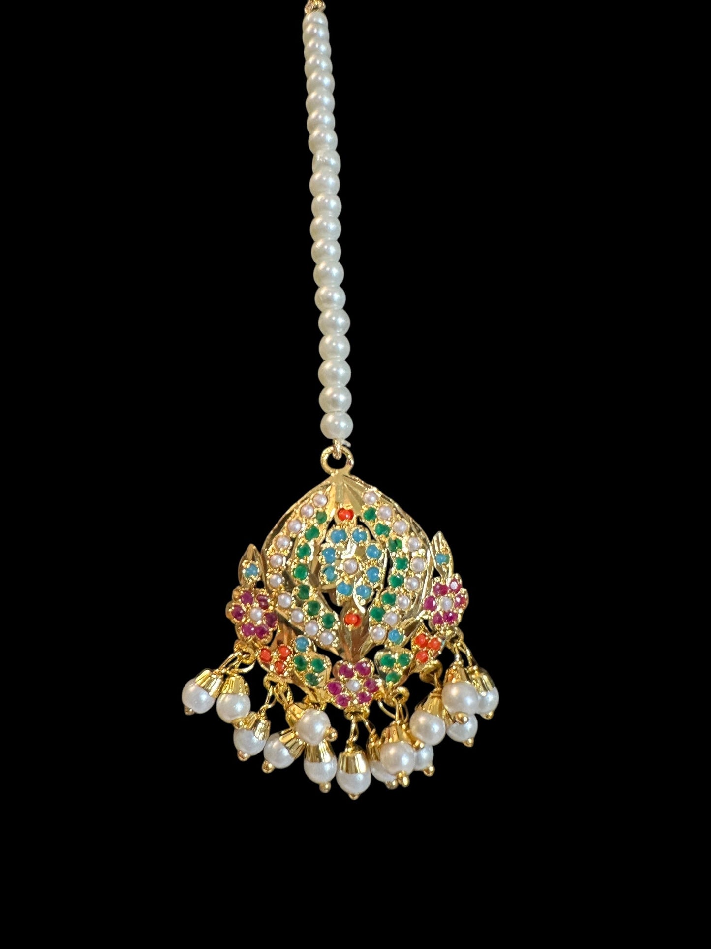SAT111 Anya jadau 5 layered / satlada in Navratan ( READY TO SHIP )